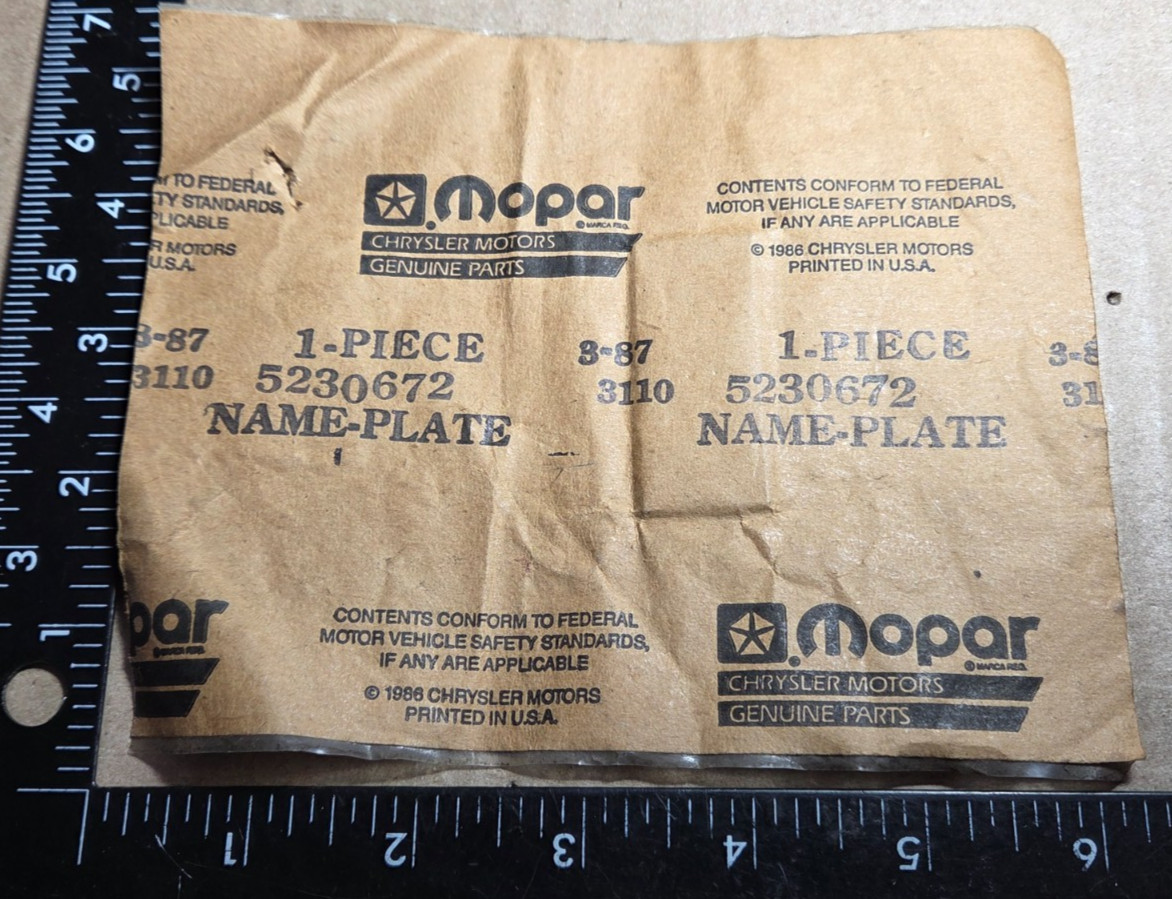 NEW DODGE OMNI 024 CIRCA '80 EMBLEM 5230672 (6262)