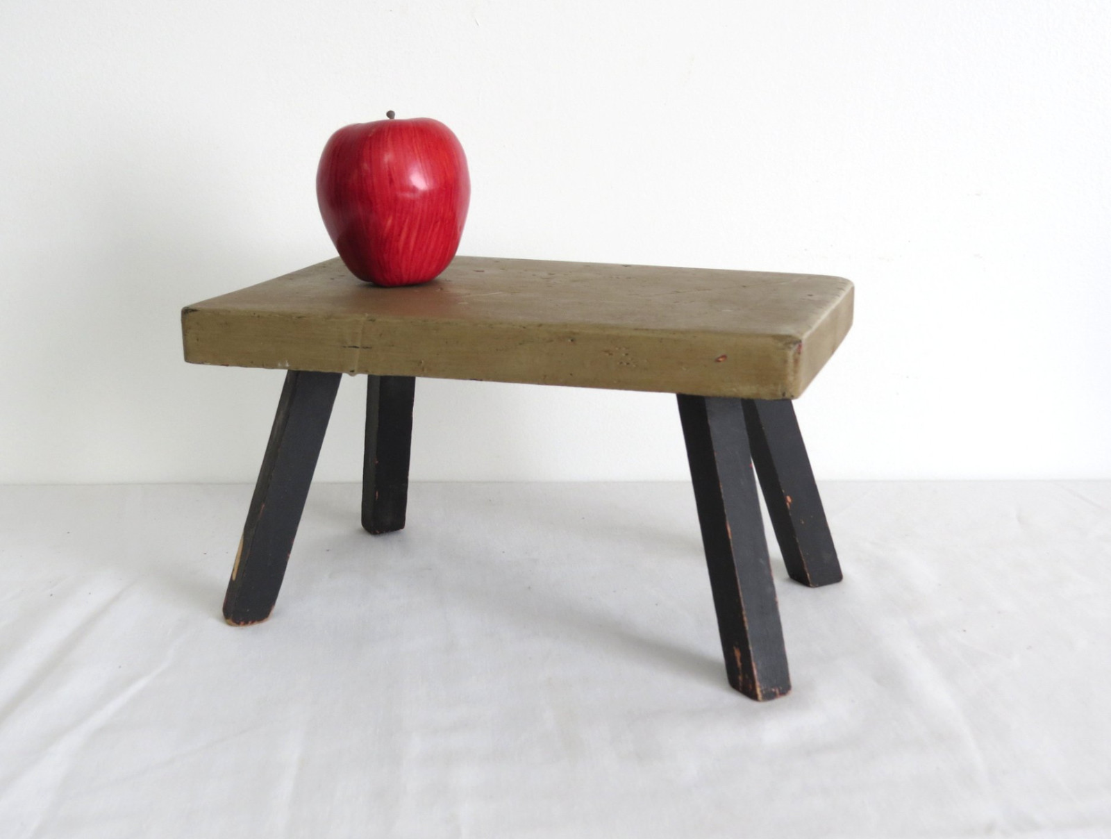 Small Country Painted Wooden Stool Cottagecore