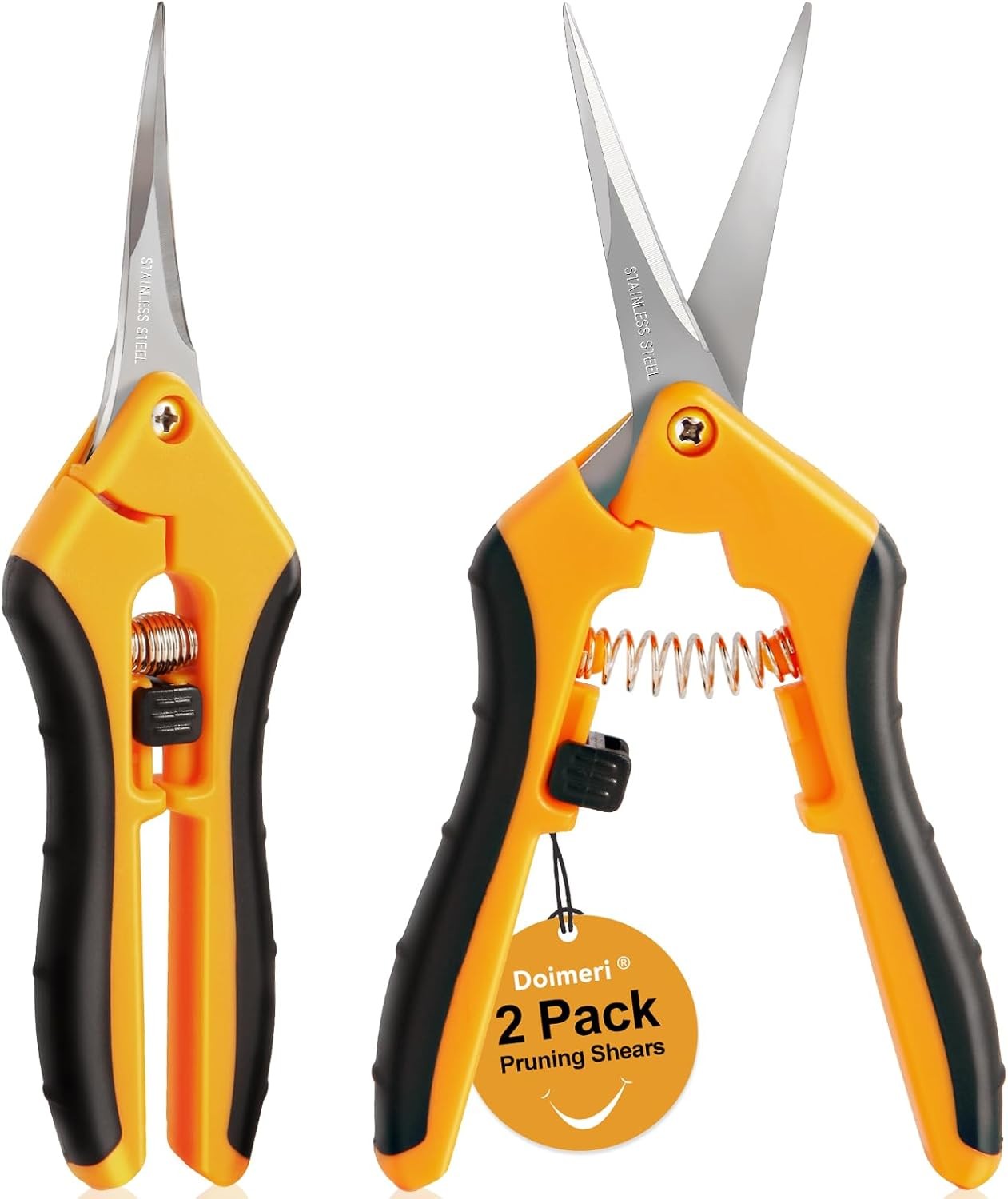 2 Pa Pruning Shears, 6.5” Gardening Scissors with  Stainl Steel