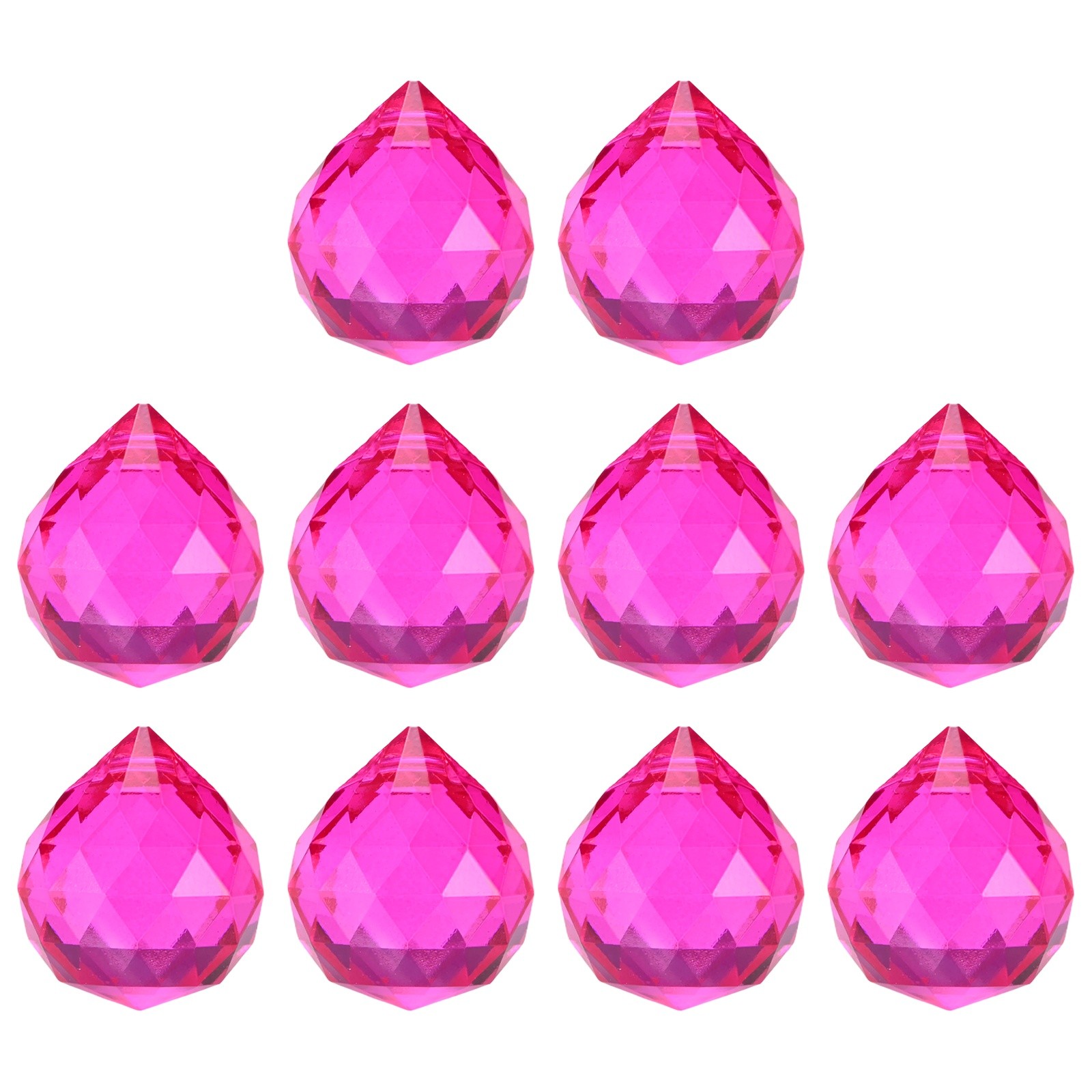 10-Pack Crystal Ball Prisms, 24mm/0.94 Inch Pendant Hanging [Rose Red]