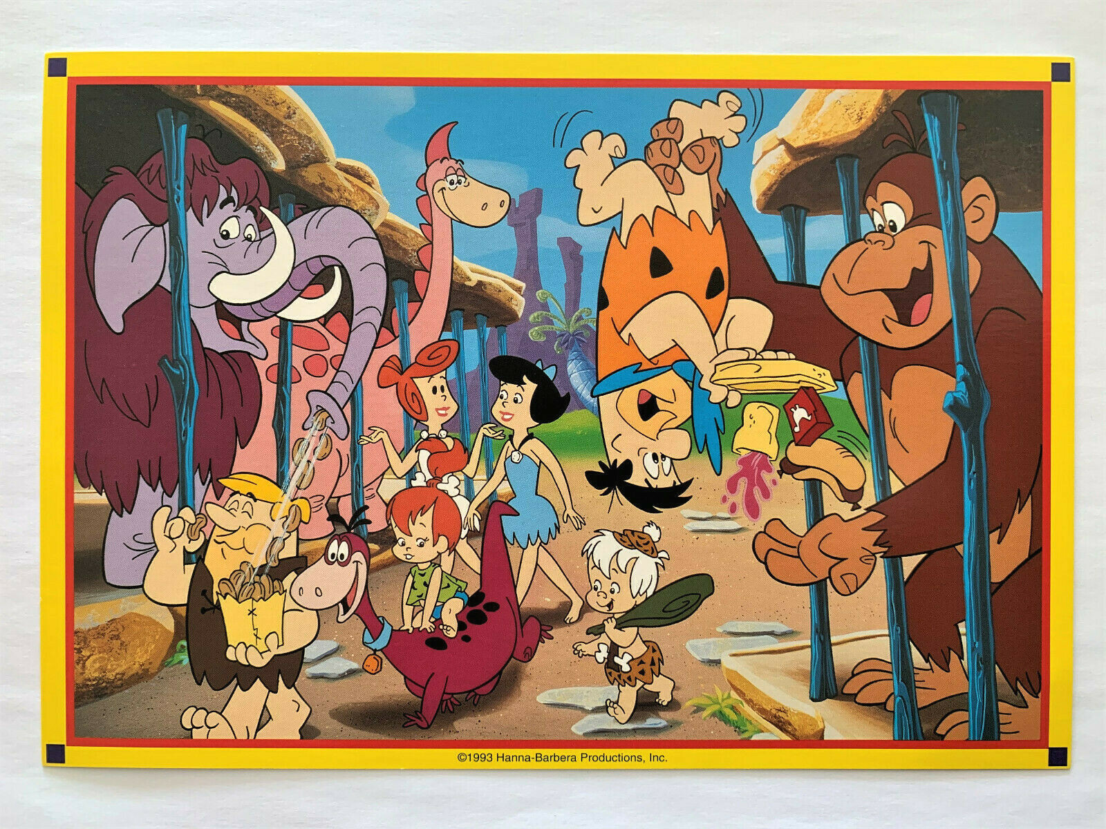 HANNA BARBERA FLINTSTONES PEBBLES & BAMM-BAMM FRED LOSES LUNCH AT ZOO ART PRINT