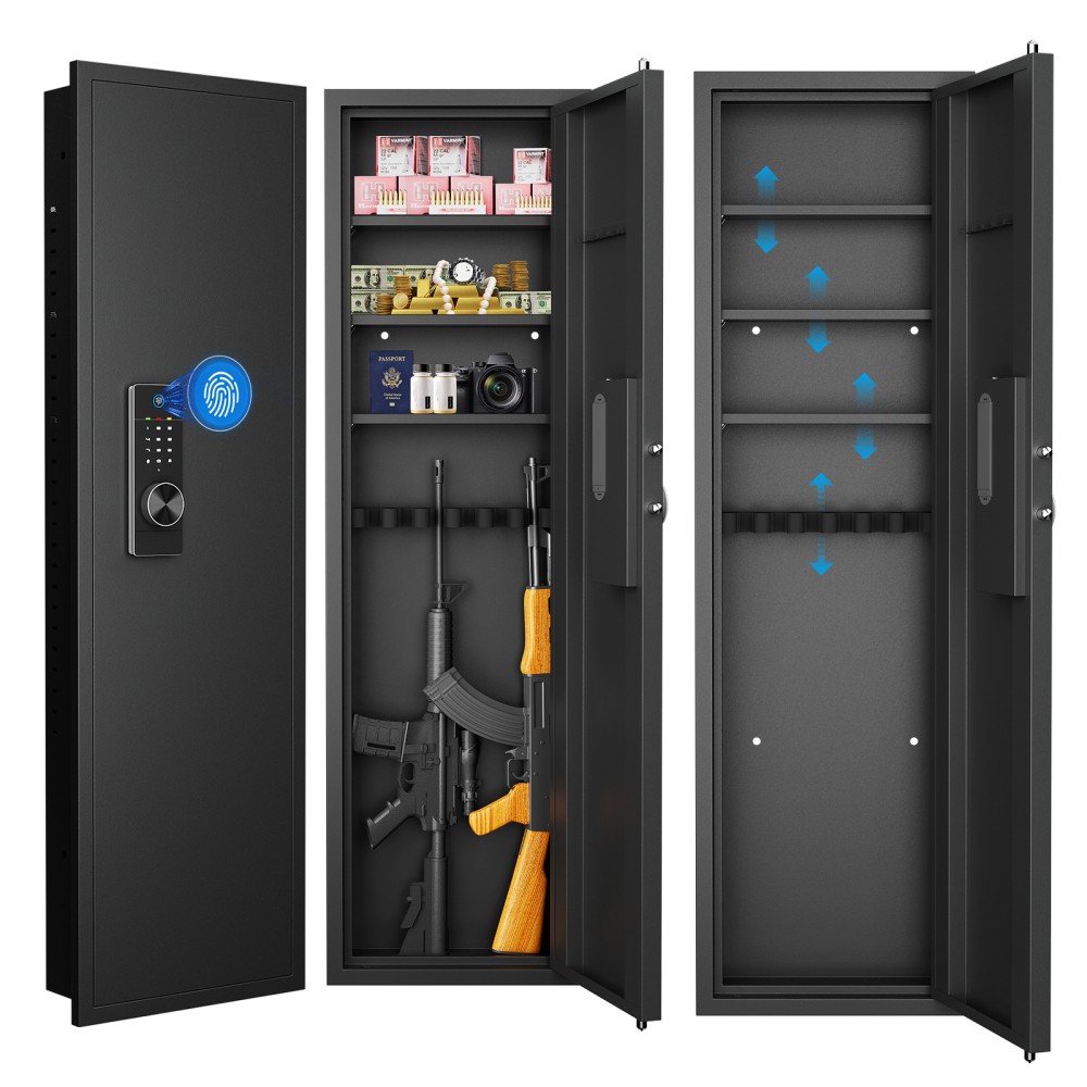 Fingerprint Touch Panel In-Wall Gun Safe  Hidden Firearm Storage Cabinet