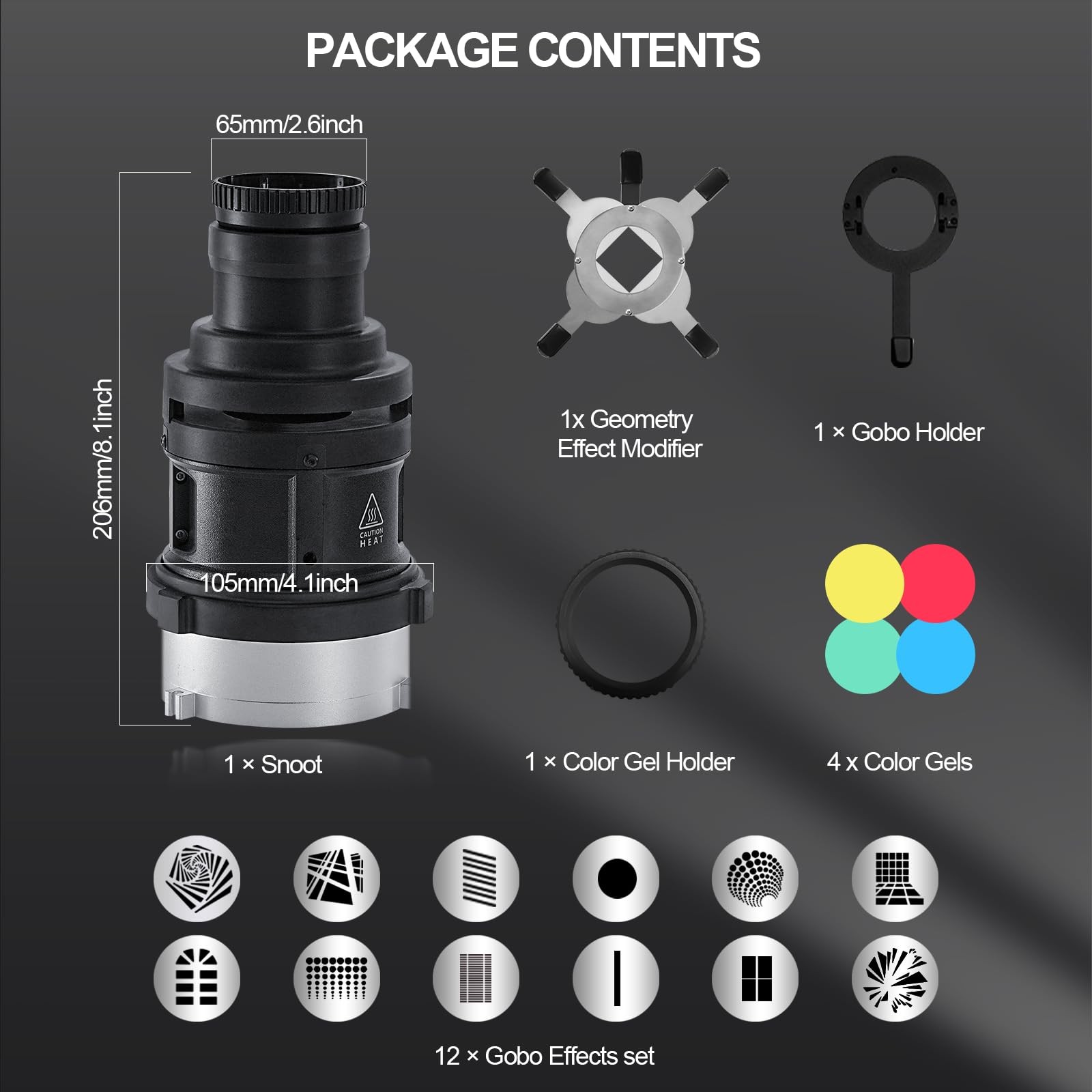 WELLMAKING S-80LED Bowens Mount Optical Snoot Designed Exclusively for Black