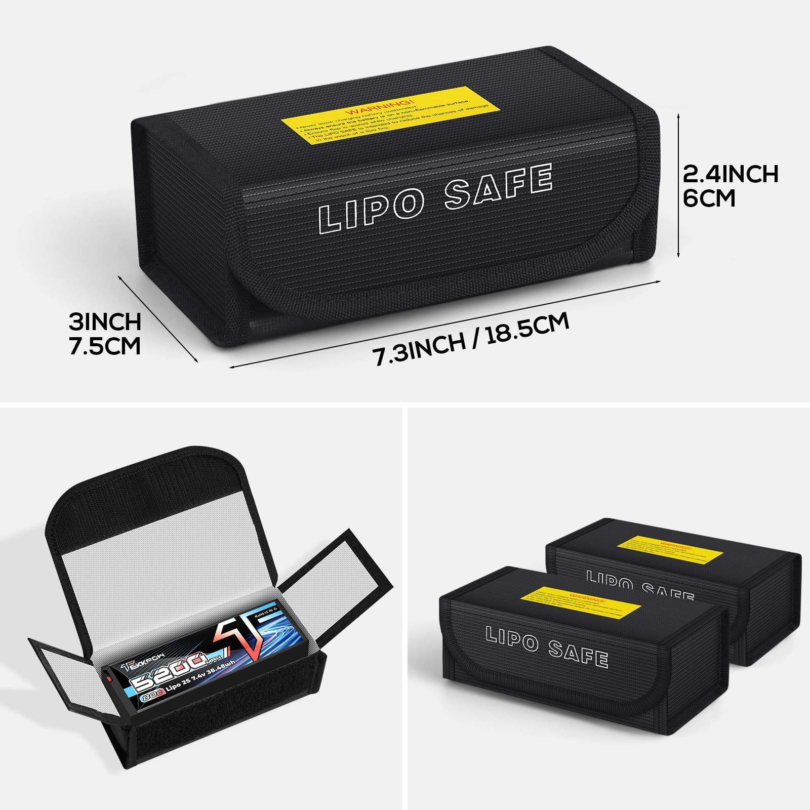 Lipo Battery Bag Fireproof Guard Safe Box Explosionproof Charging Case 2 PCS