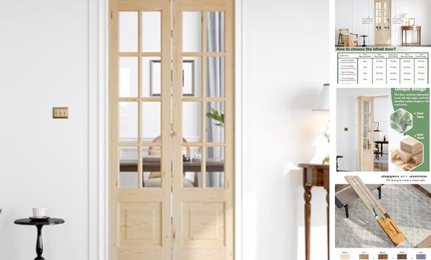 Bifold Doors for 36"×80" Opening, Clear Glass French Interior Folding Barn