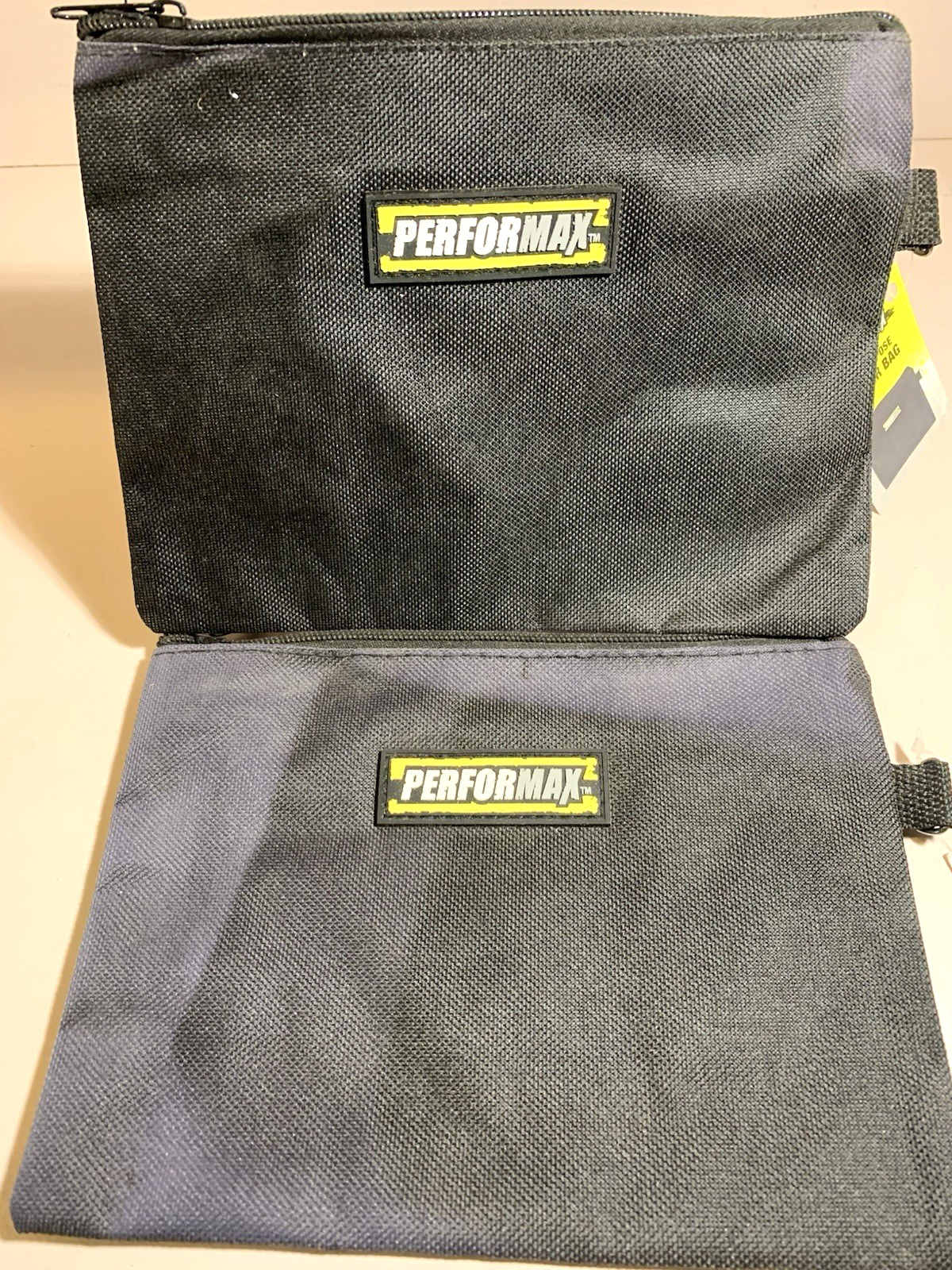 Lot of 2 NEW Perfomax All Purpose Zipper Bag Black Nylon 246-1961 Loops $12+FREE