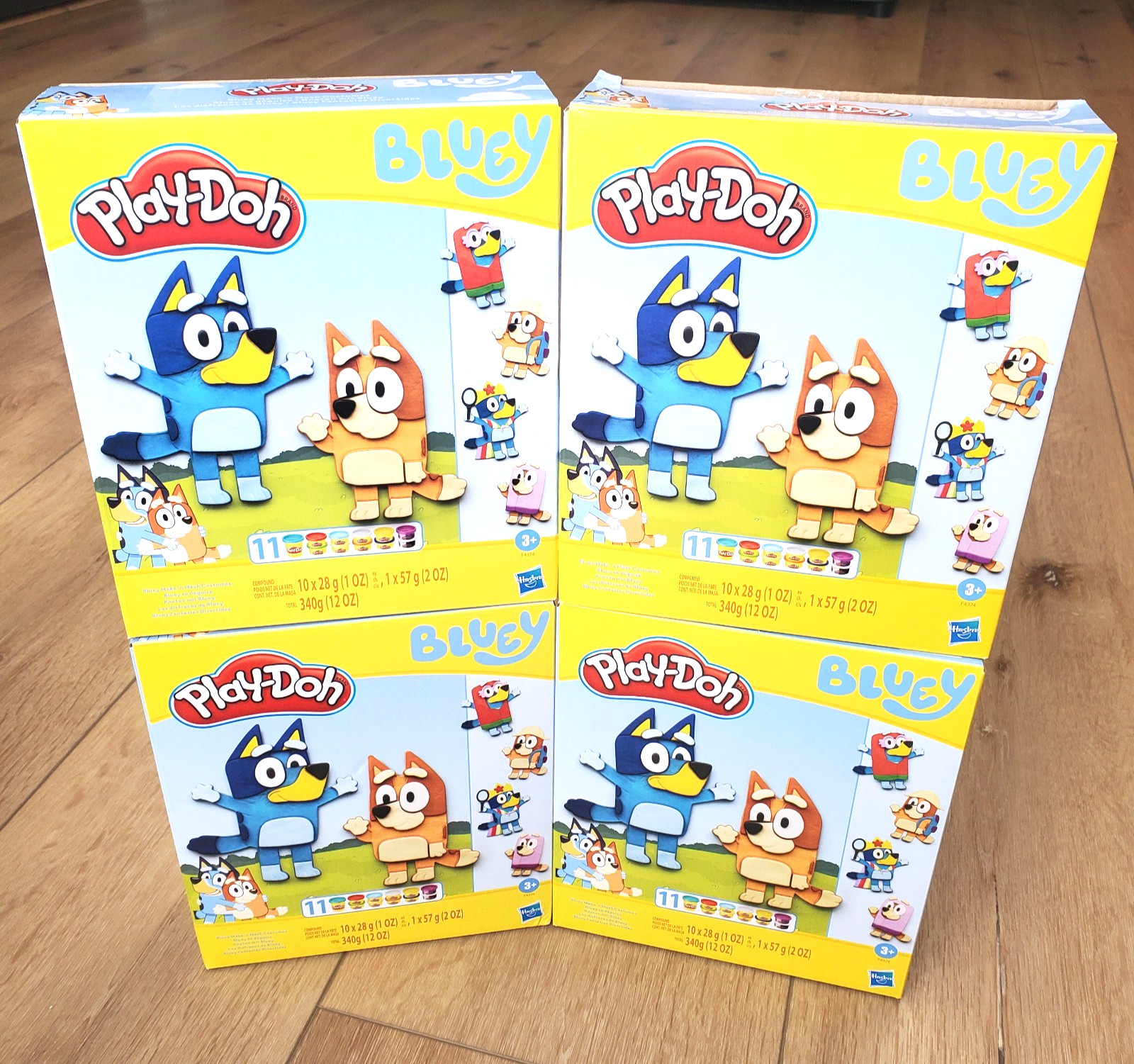 Lot 4 PLAY-DOH Bluey Make ‘n Mash Costume Play Dough Set - 11 Colors Sealed New