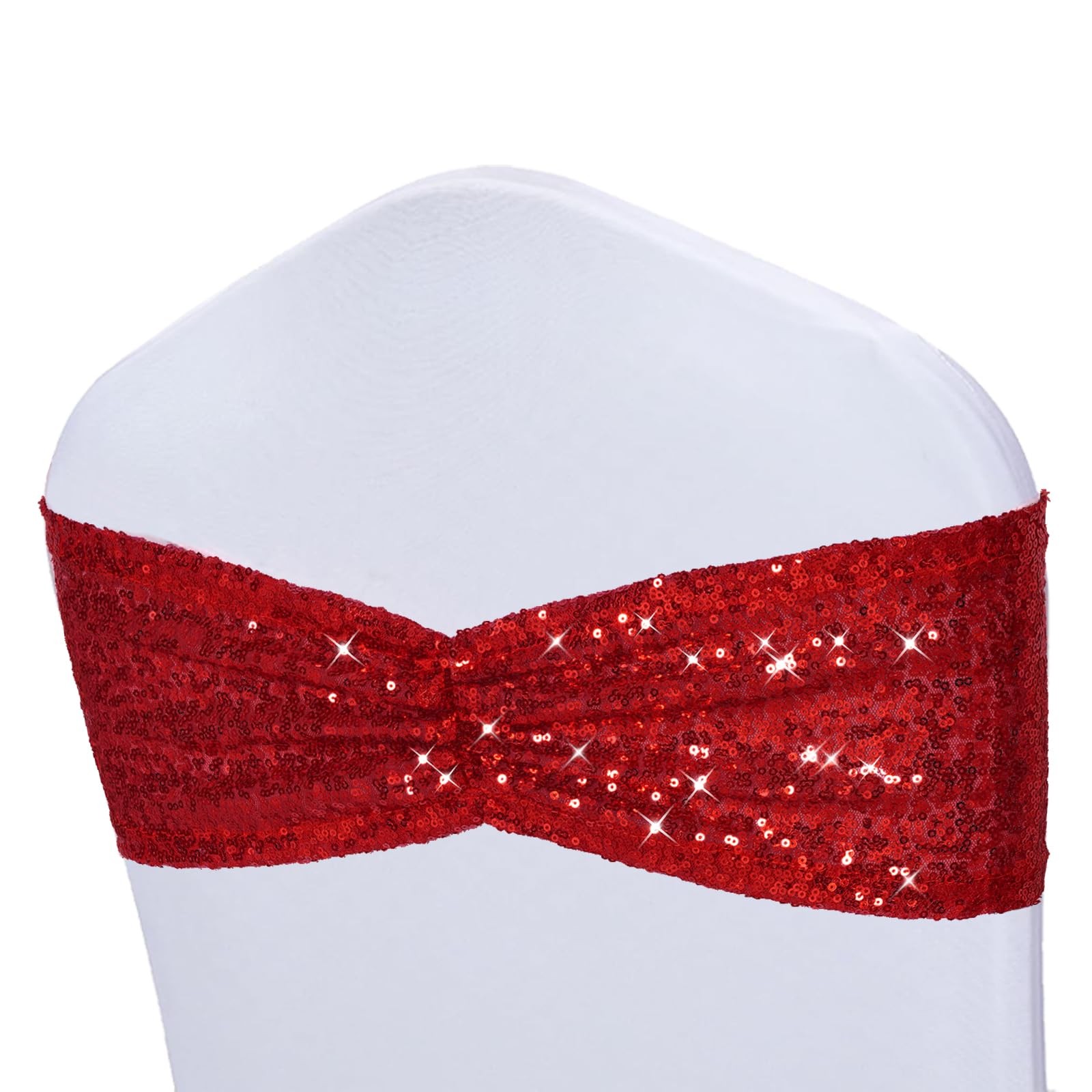 Poise3EHome Red Sequin Chair Sashes, Double Sided 14"x6", Pack-20,