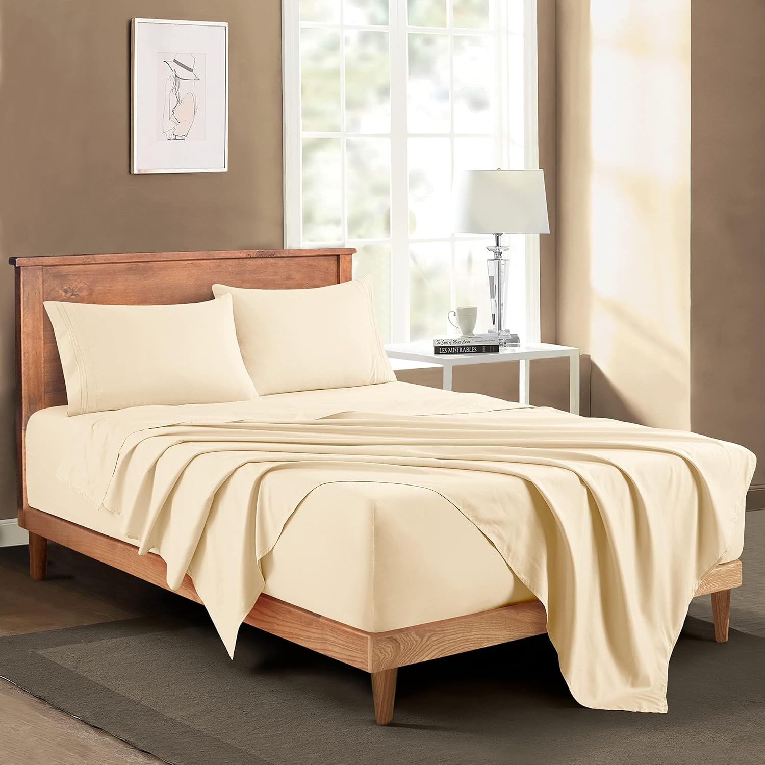 Extra Deep Pocket Queen Size Sheet Set -1800 Thread Count Sheets and Pillowcases