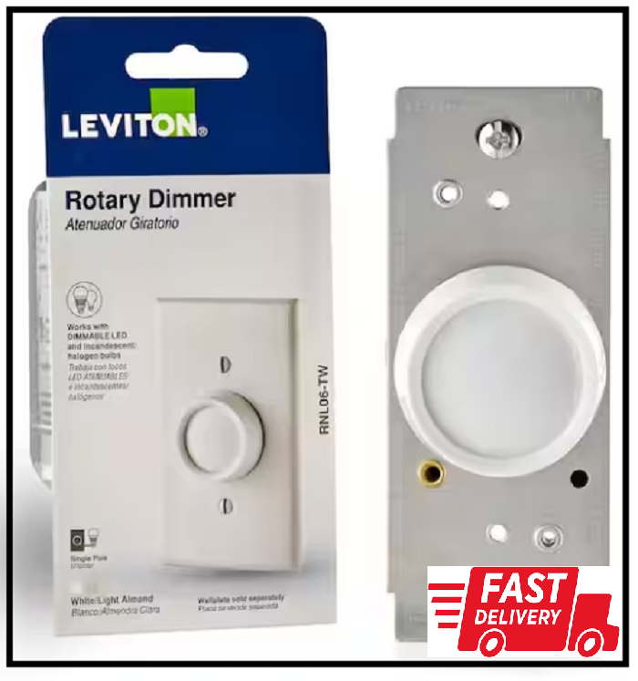 Trimatron 600-Watt Single-Pole Universal Rotary Dimmer White/Light Almond