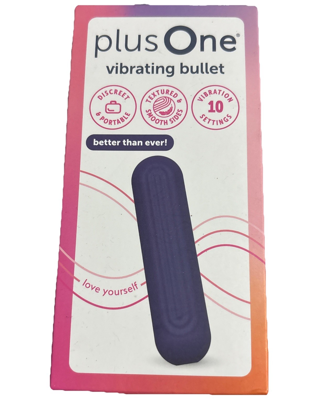 plusOne Vibrating Bullet Soft Touch Massager, 10 Vibration Settings, Waterproof