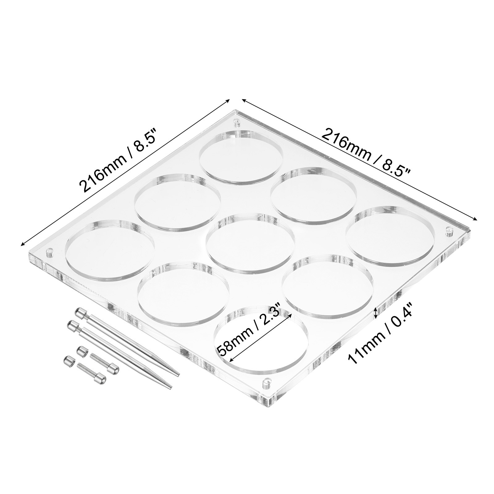 2.3" Acrylic Coin Frame, Floating 3D Display with 9 Slots