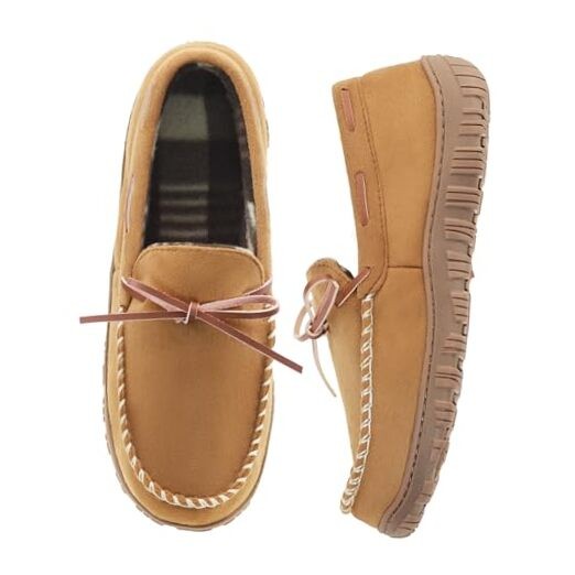 Mens Moccasin Slippers Breathable Memory Foam House Slippers 11 Beige