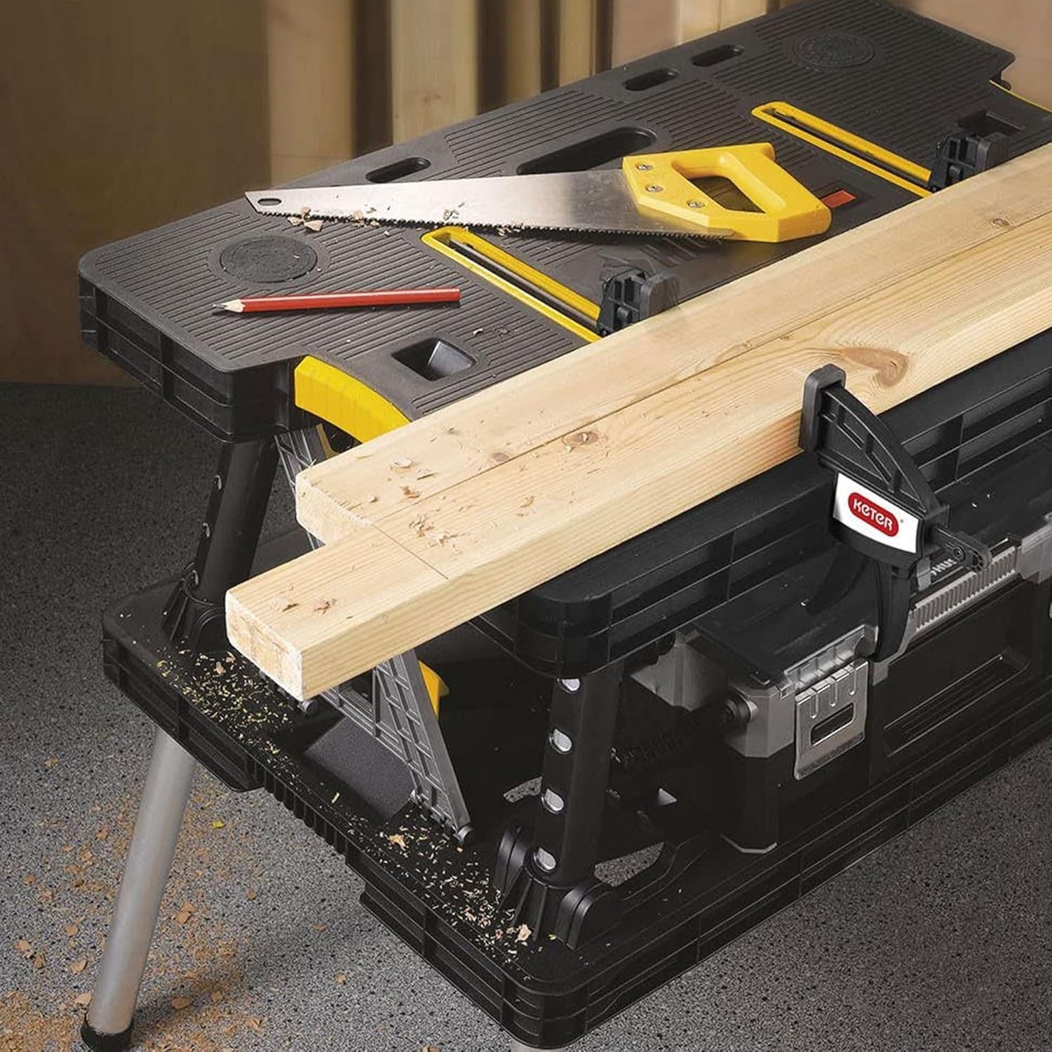 Heavy-Duty Folding Workbench W/ 1,000 Pound Capacity Foldable Work Table Garage