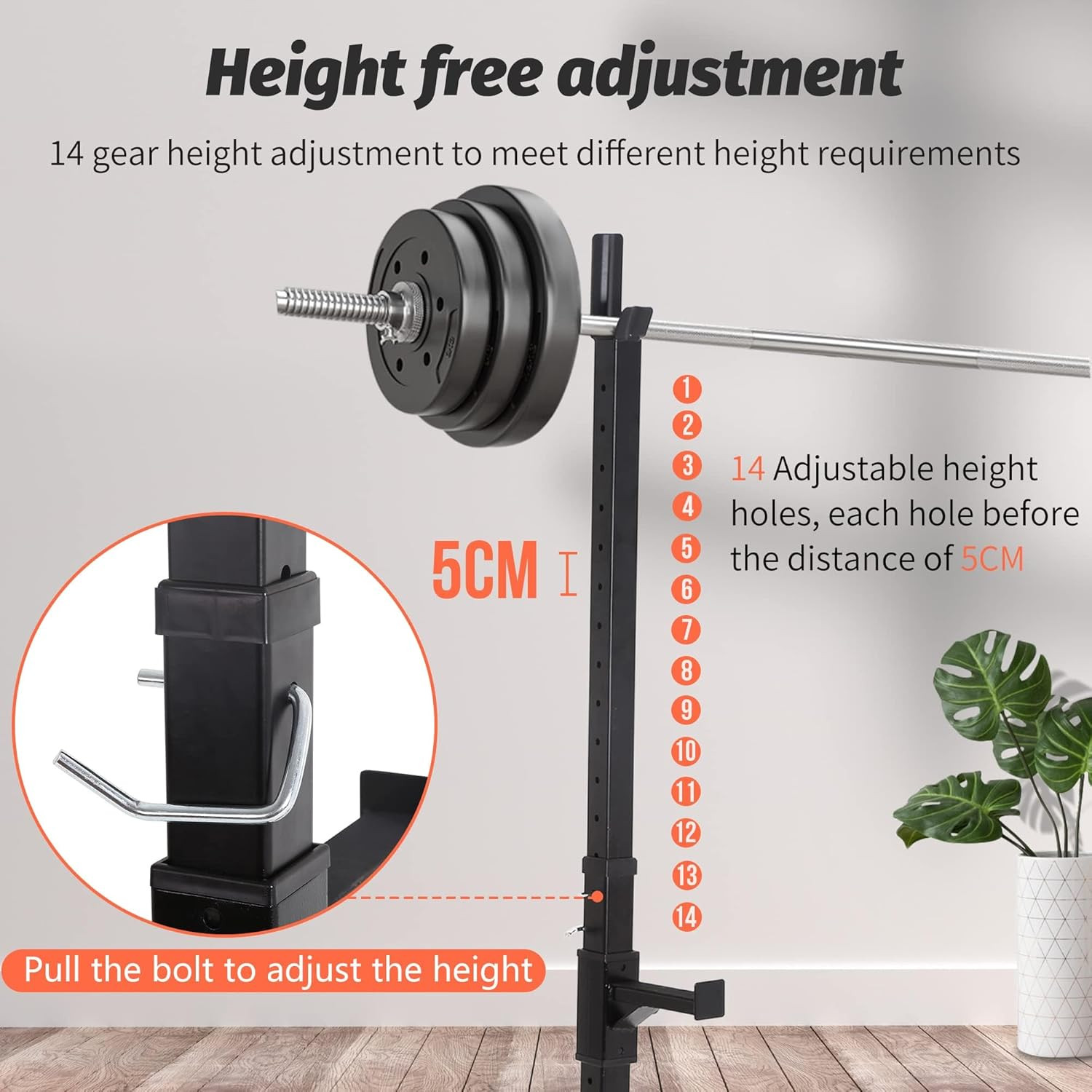 Squat Rack Adjustable Barbell Bench Press Stands 40"-66" Multi-Function Sturdy
