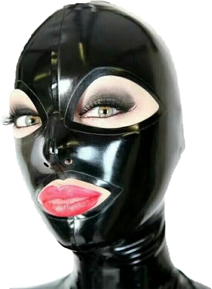 Latex Hood with Back Zipper Rubber Mask for Clubwear Catsuit Cosplay Fetish BDSM