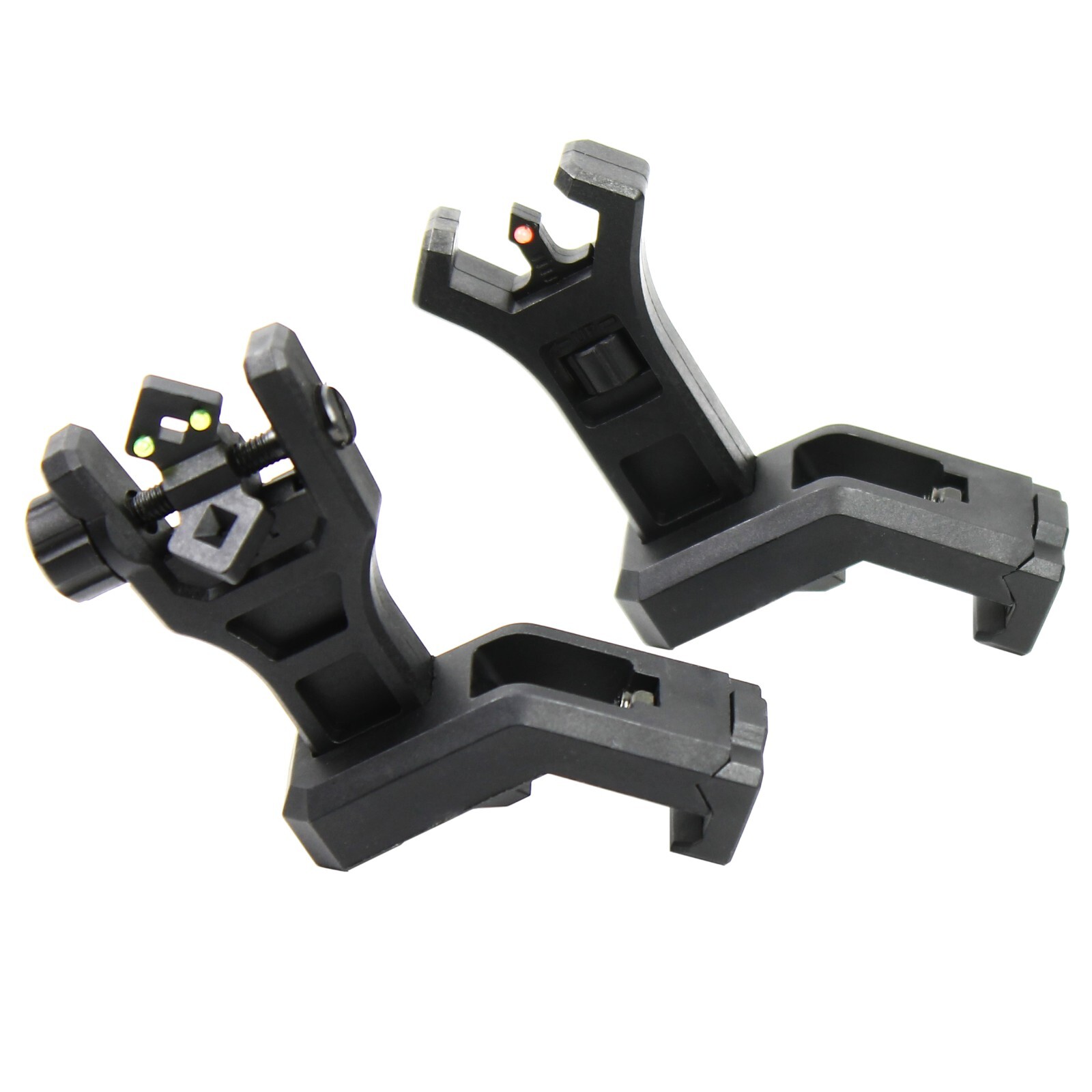 45 Degree Offset Iron Sight Fiber Optic Front Rear Flip Up Sights Picatinny Rail
