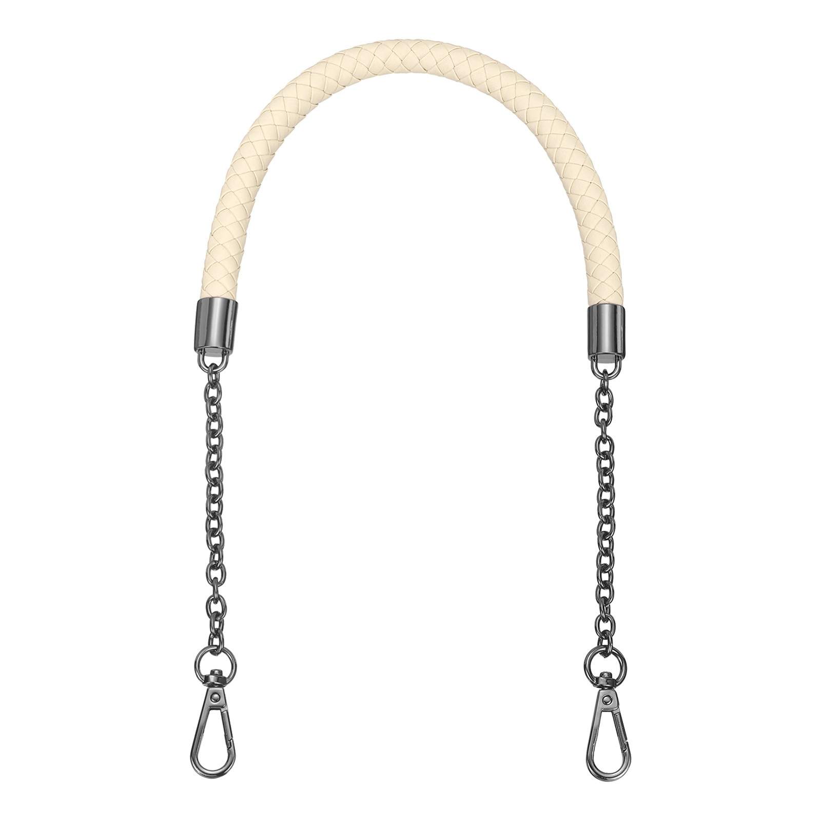 62cm/24.4" PU Leather Braided Purse Strap (Beige, Black Buckle)