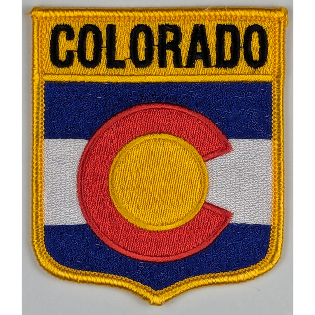 Colorado State Flag Shield Patch - Sew-On - Gold Border