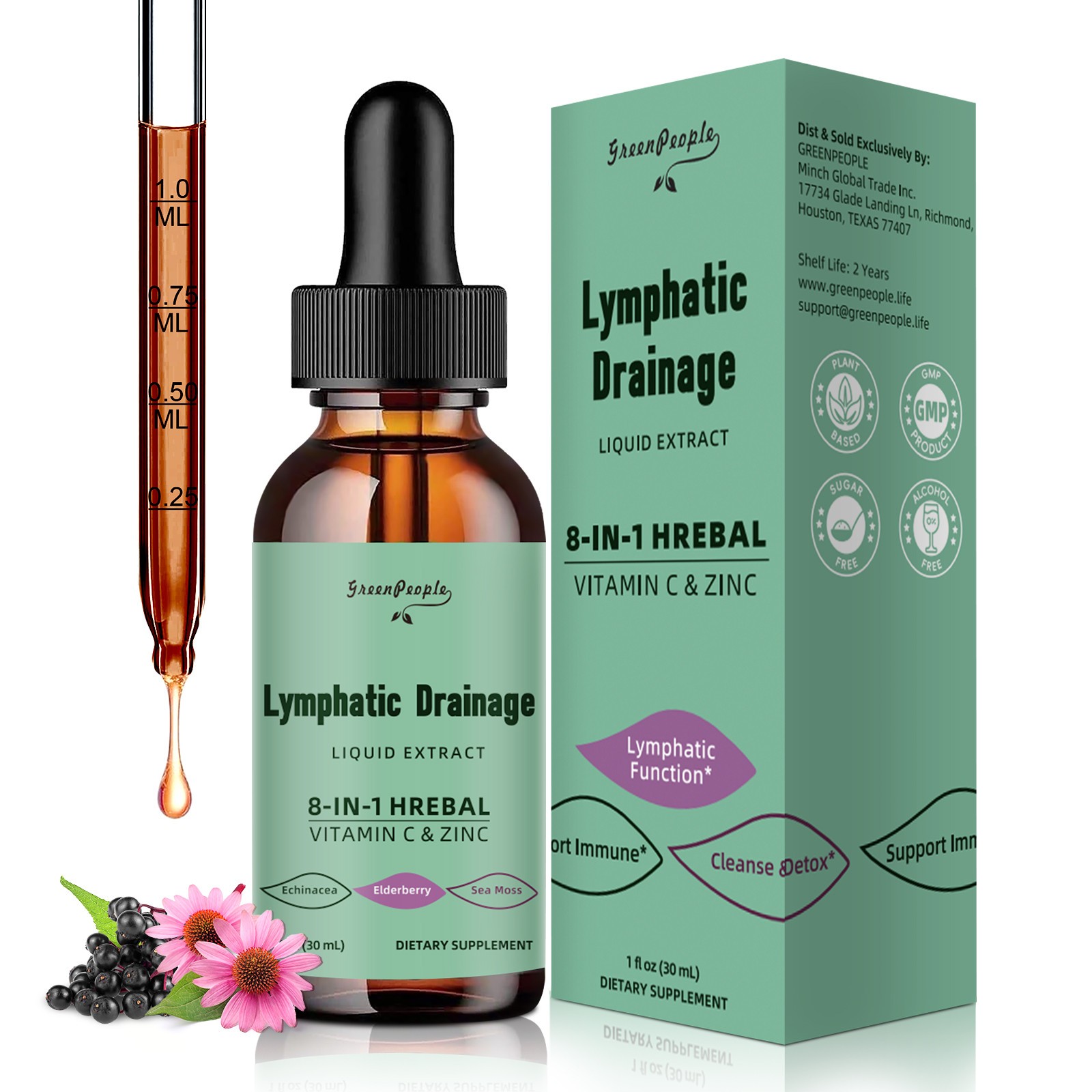 Lymphatic Drainage Drops - Lymph Detox Cleanse For Immune Support -2 PACK