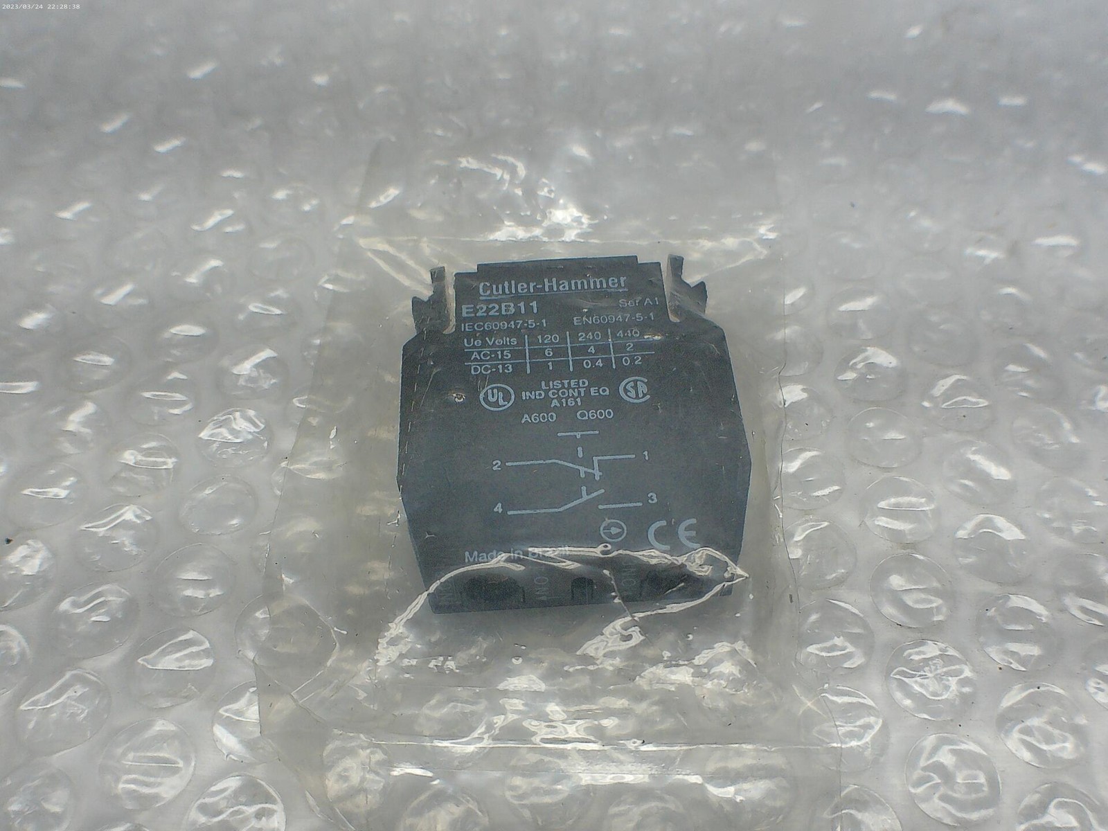 CUTLER HAMMER E22B11 SER.A1 CONTACT BLOCK NSNP