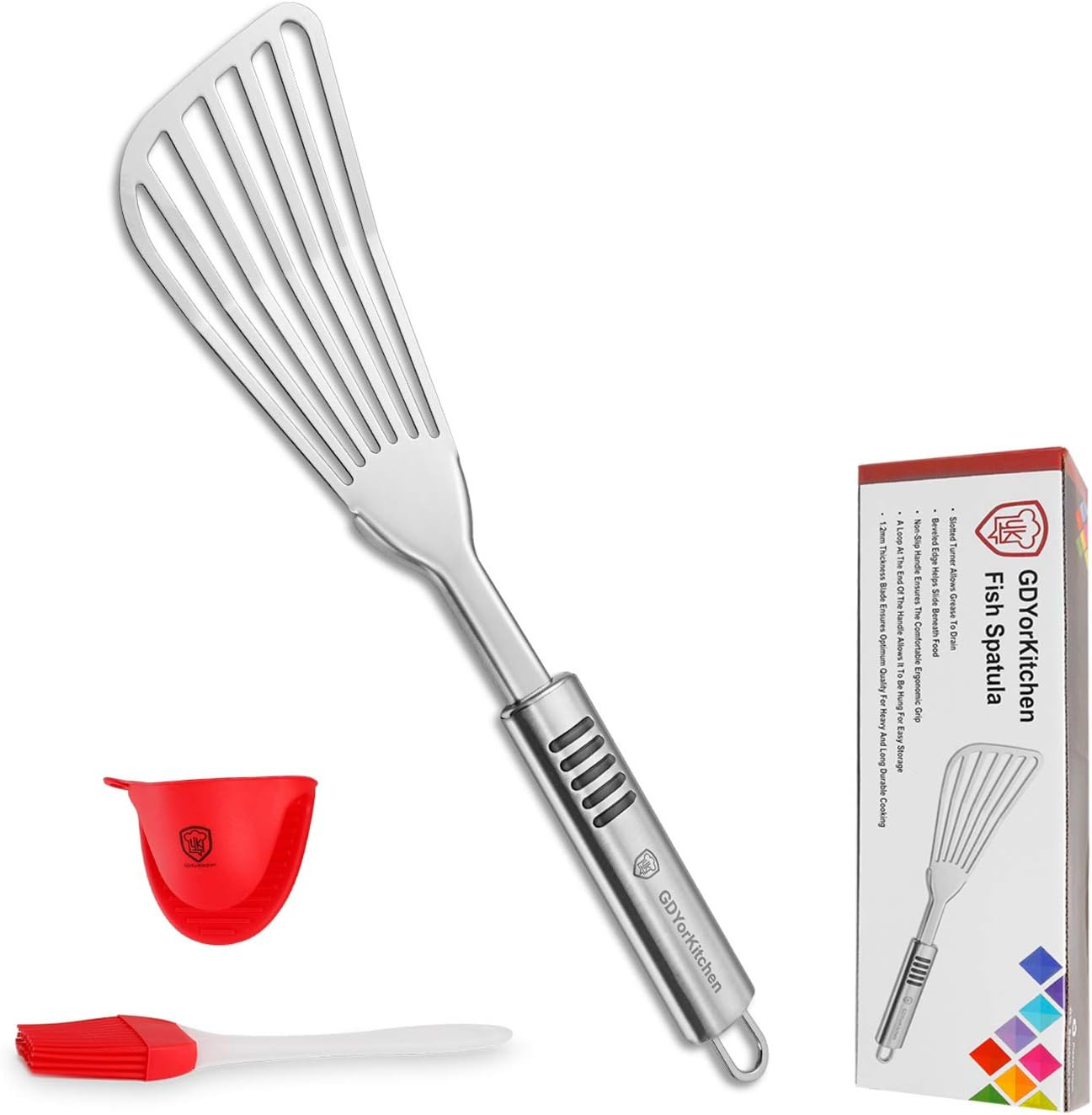 Stainless Steel Fish Spatula with 1.2Mm Thick Blade - Multipurpose Turner for Fi