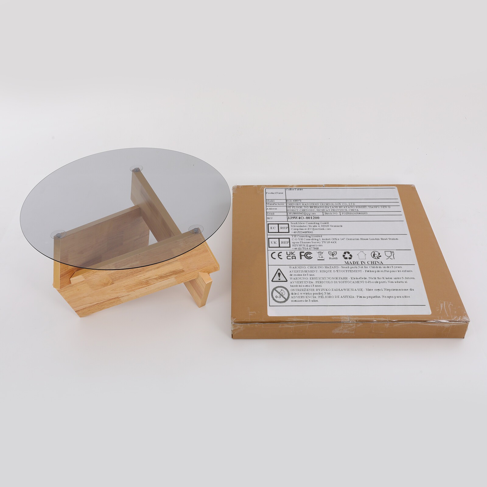 16.1'' H Round Modern SideTable Side Table with Tempered Glass Top End Table ?