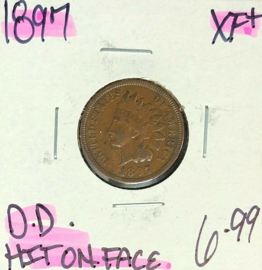 1897 INDIAN HEAD CENT ~ XF+ ~ HIT ON FACE ~NICE COIN~ REF# D/D