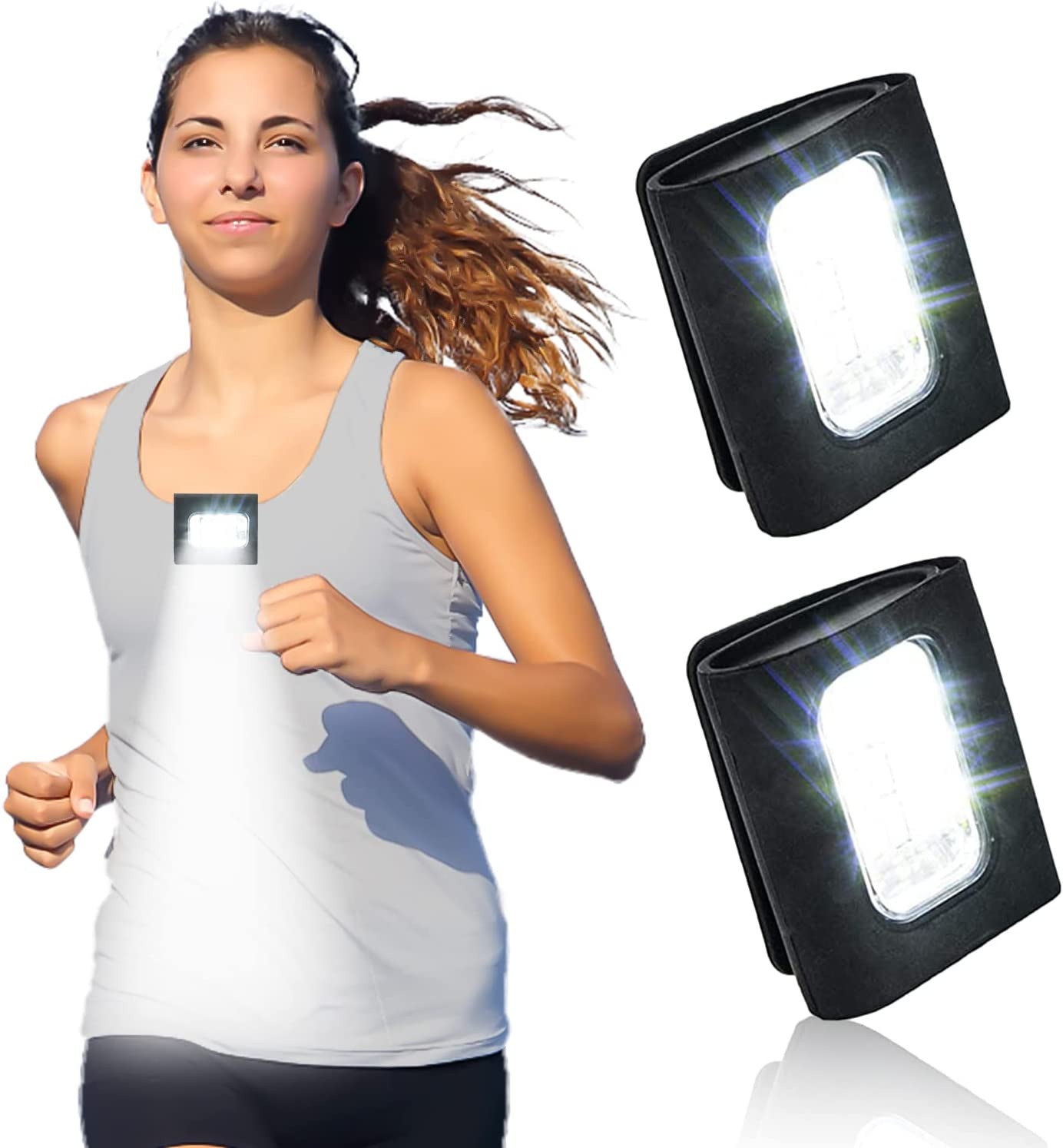 2 Pack Clip on Flashlight for Running Walking at Night Handsfree Work Light