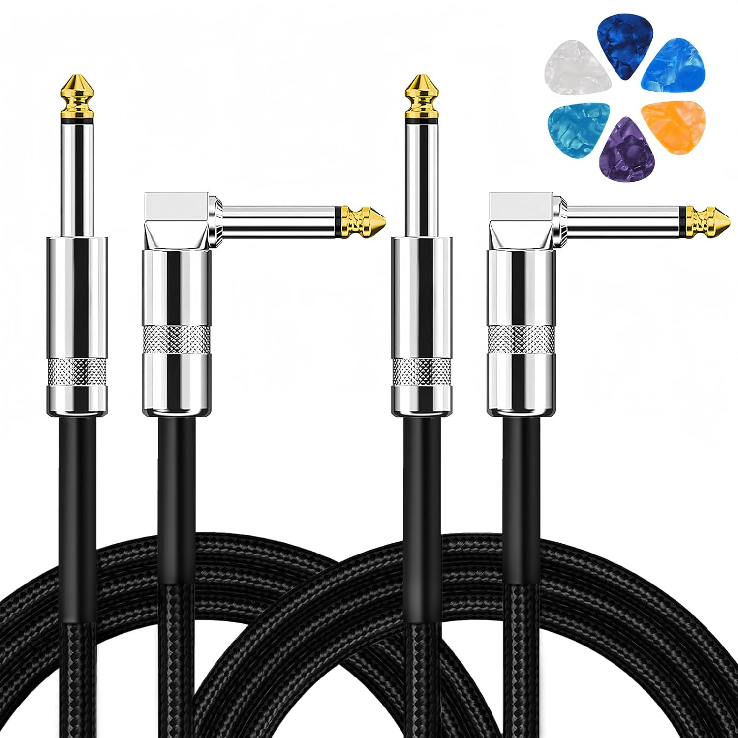 2-Pack Guitar Cable, 10ft Electric AMP Cord for Bass &...