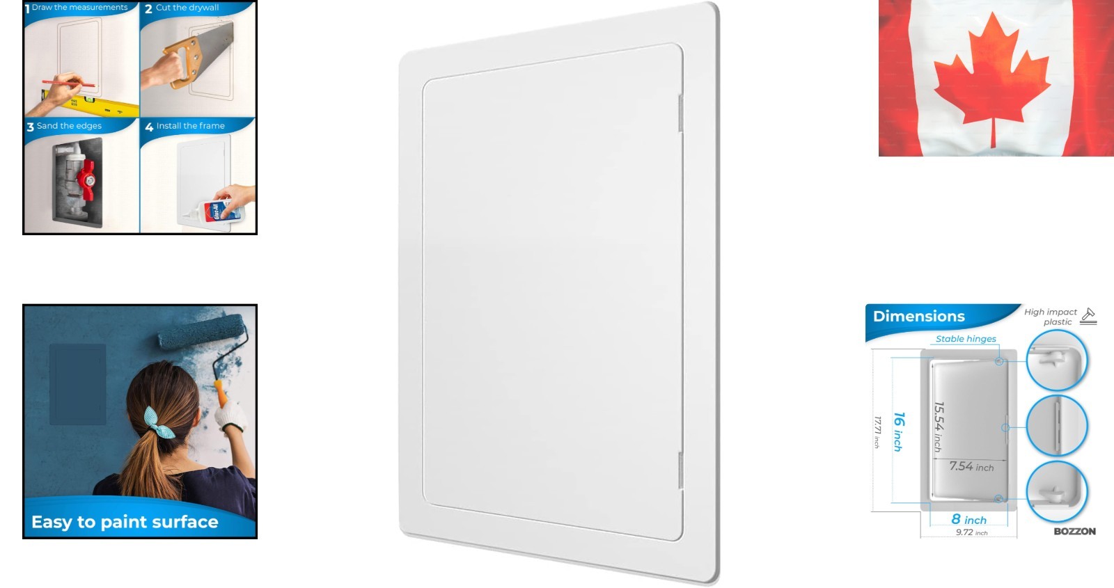 Multi-Use 8 x 16 Inch Access Panel - Durable Plastic for Plumbing & Wiring Needs