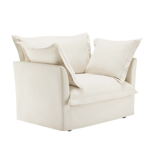 Armchair with 1 Big Back Cushion and 2 Big Toss Pillows Single Deep Seat Fabric