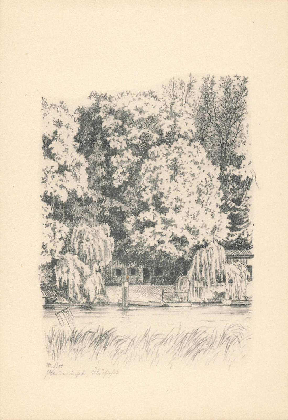 1920 Max Brückner - Peacock Island - Crossing - Berlin - Litho - Repro - Print