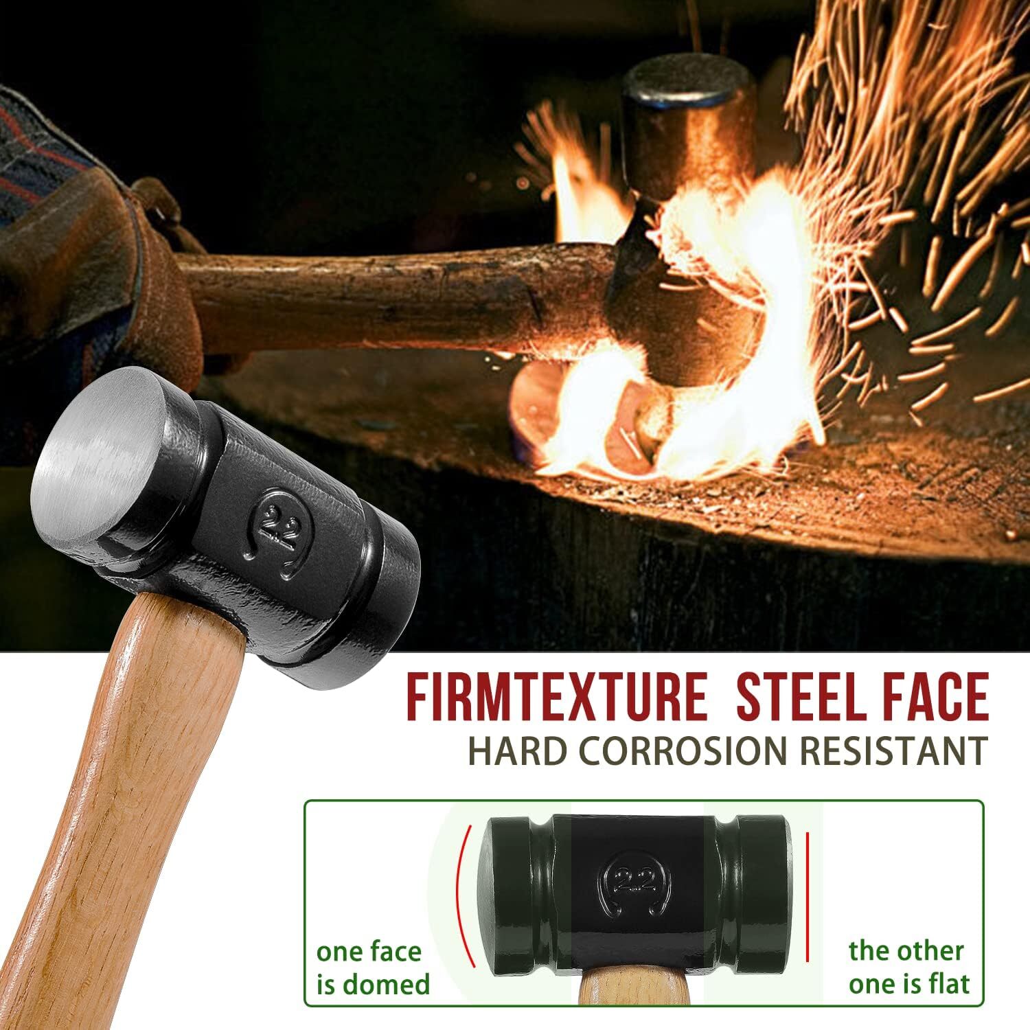 36OZ Rounding Hammer Blacksmith Engineer Drilling Handmade Knife Making Forge