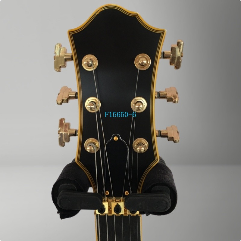 Matte Black Electric Guitar Yellow Binding FR Bridge Gold Hardware 2V2T In Stock