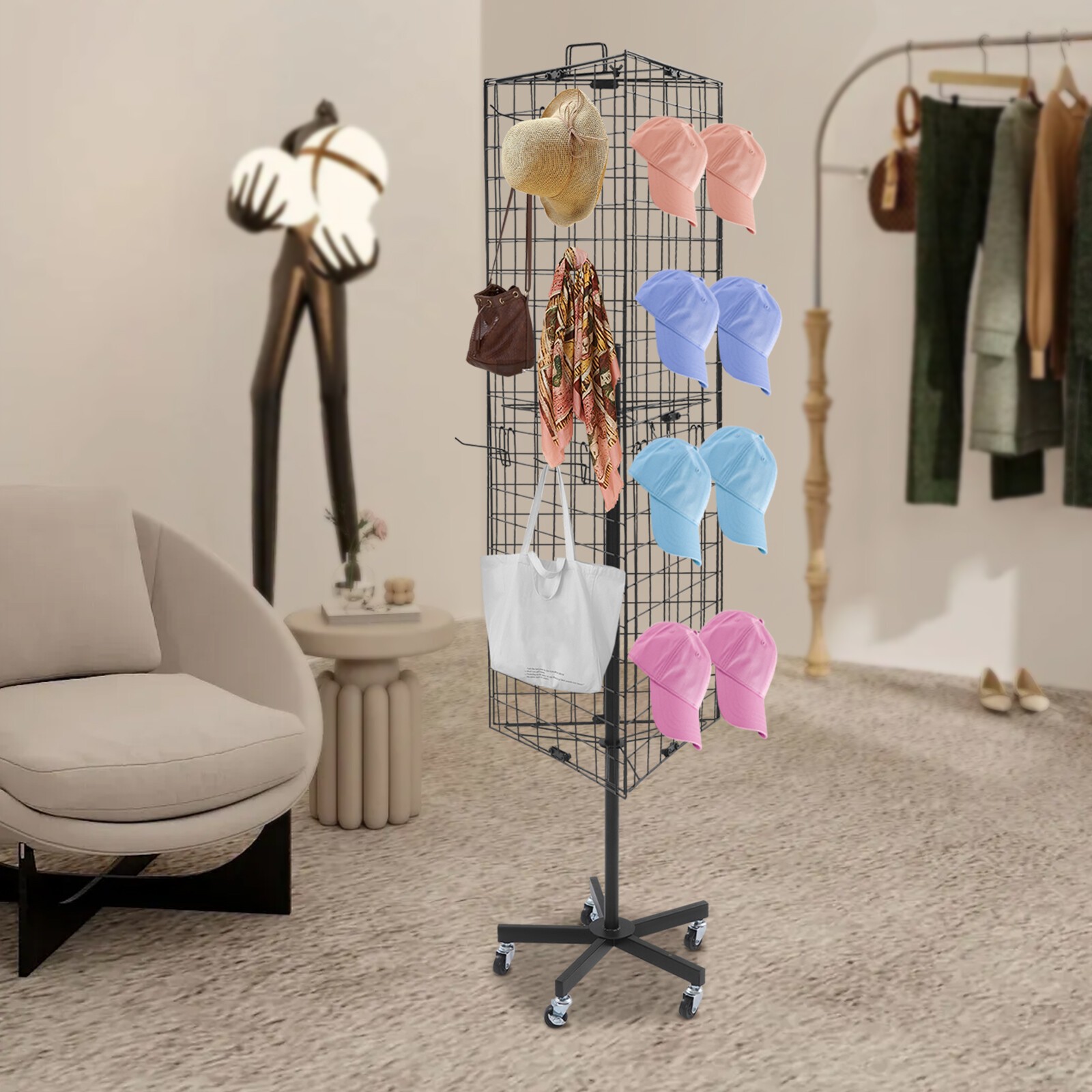 Gridwall Panel Display Stand Triangular Heavy Movable Floorstanding Detachable