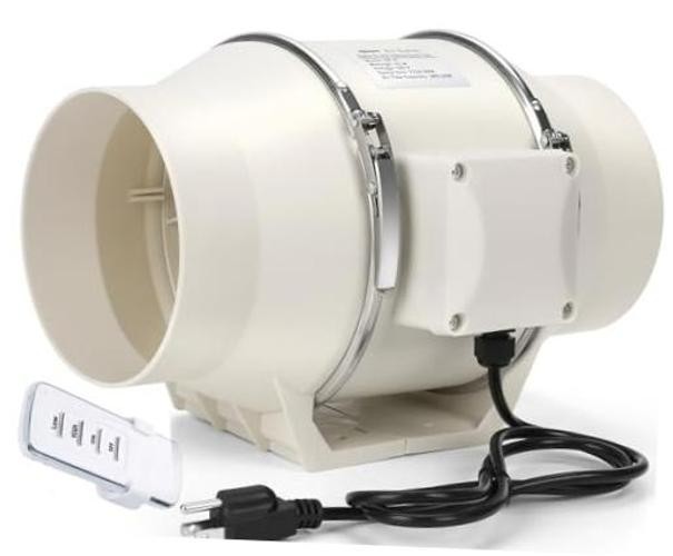 Nalle 4 Inch Inline Duct Fan Radon Fan with Remote 4 Inch + Speed Controller