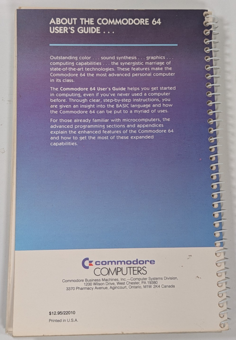 Commodore 64 Computer User's Guide Manual Instruction Book 1st Edition 1982