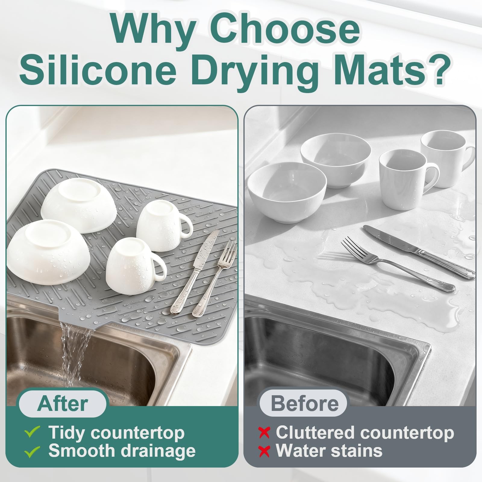 Silicone Dish Drying Mat 23x17 Multiple Usage,Easy clean,Eco-friendly,Heat-re...