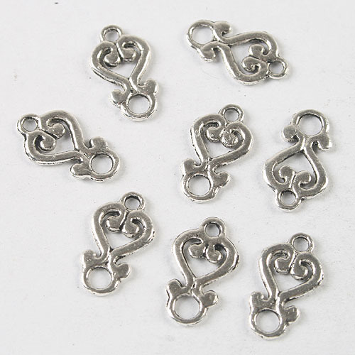 50pcs dark silver tone heart connector h3858
