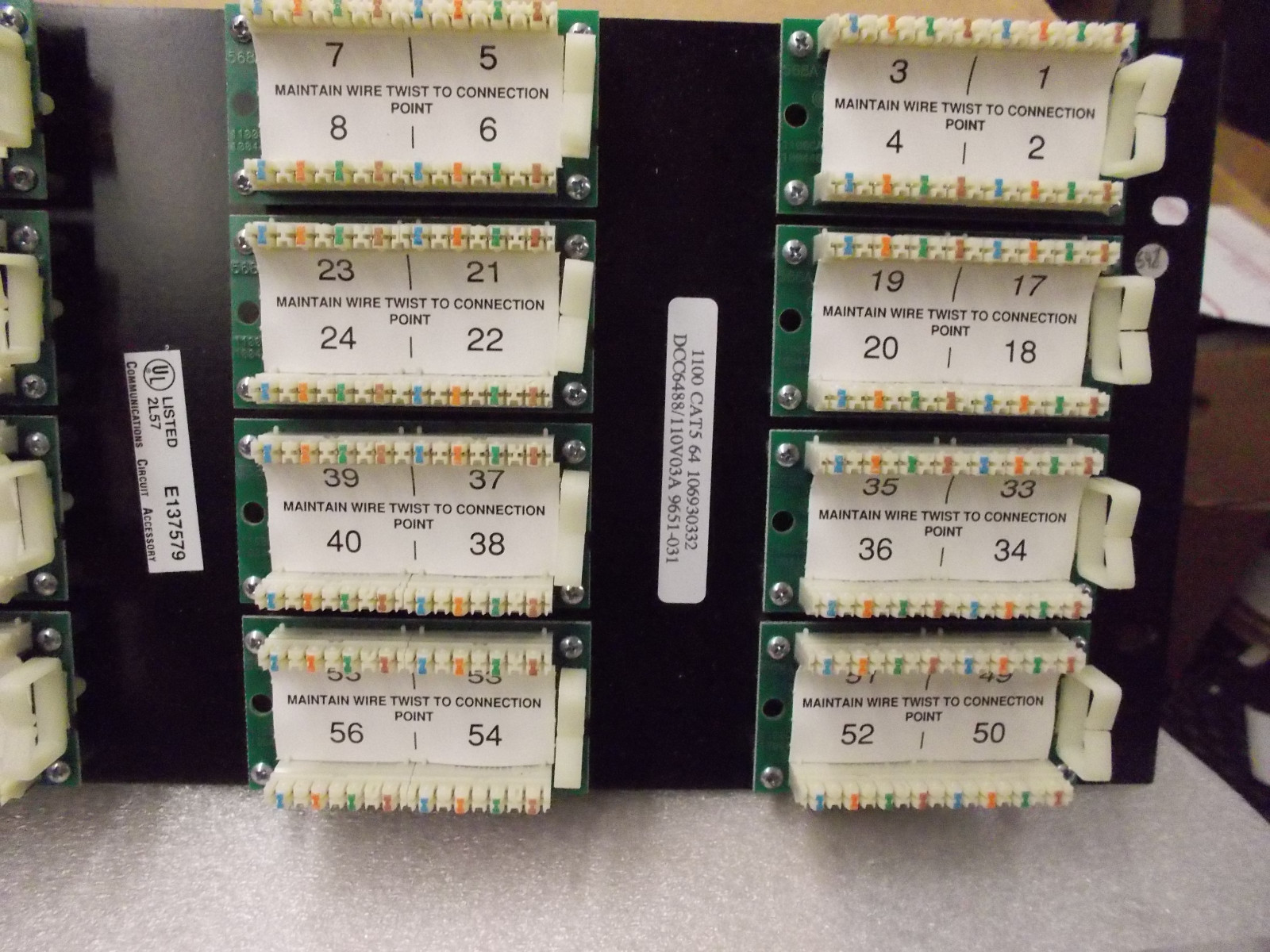 AT&T CAT5 64 Port Patch Panel, 568A, NOS