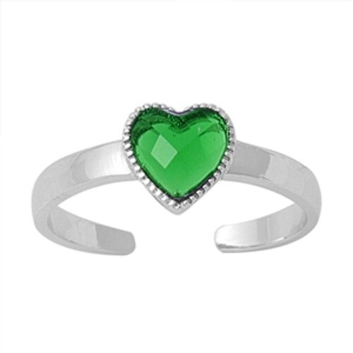 USA Seller Heart Adjustable Toe Ring Genuine Sterling Silver 925 Height 6 mm