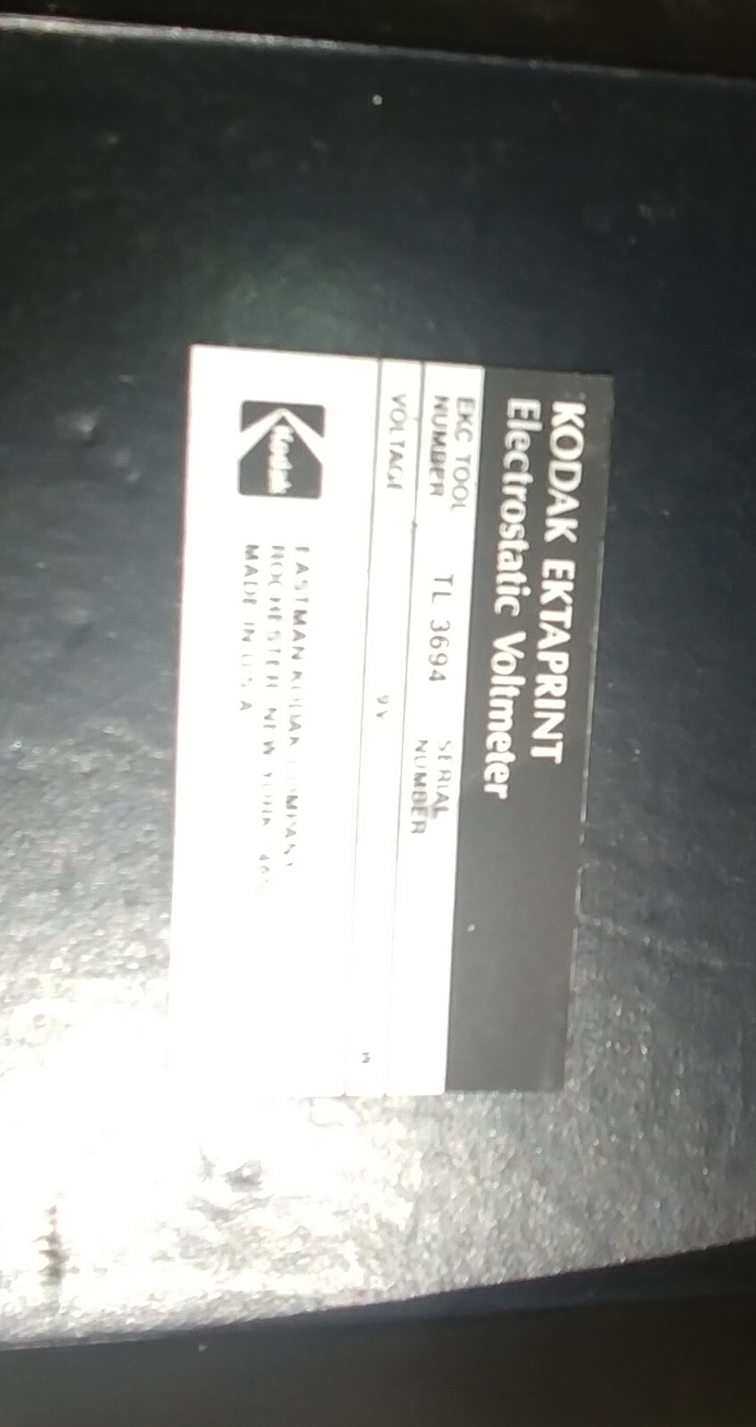KODAK EKTAPRINT ELECTROSTATIC VOLTMETER TL 3694 as pictured