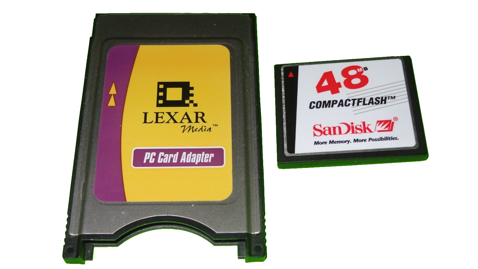 Lexar Media CompactFlash PC Card Adapter PCMCIA with 48MB SanDisk CF Memory Card