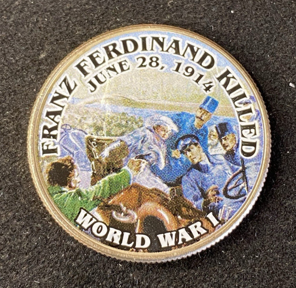 Colorized Kennedy JFK Half Dollar World War I Franz Ferdinand Killed Free Ship