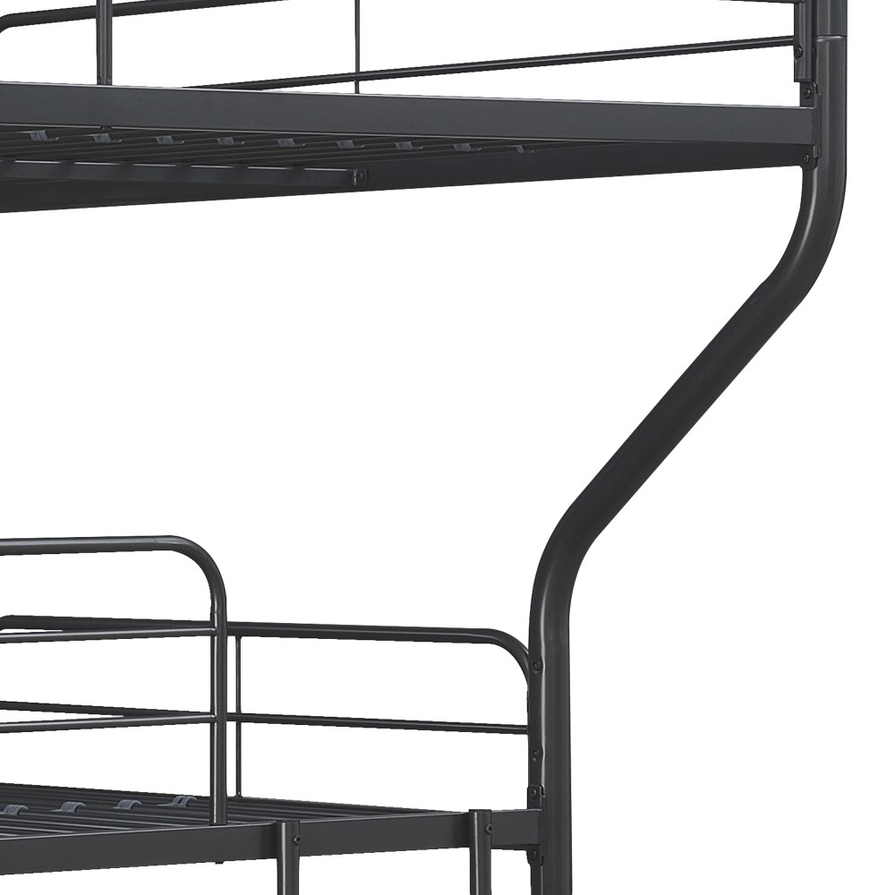 Triple Bunk Bed FULL over FULL over FULL | 3 Full Size Beds | Black Metal Frame