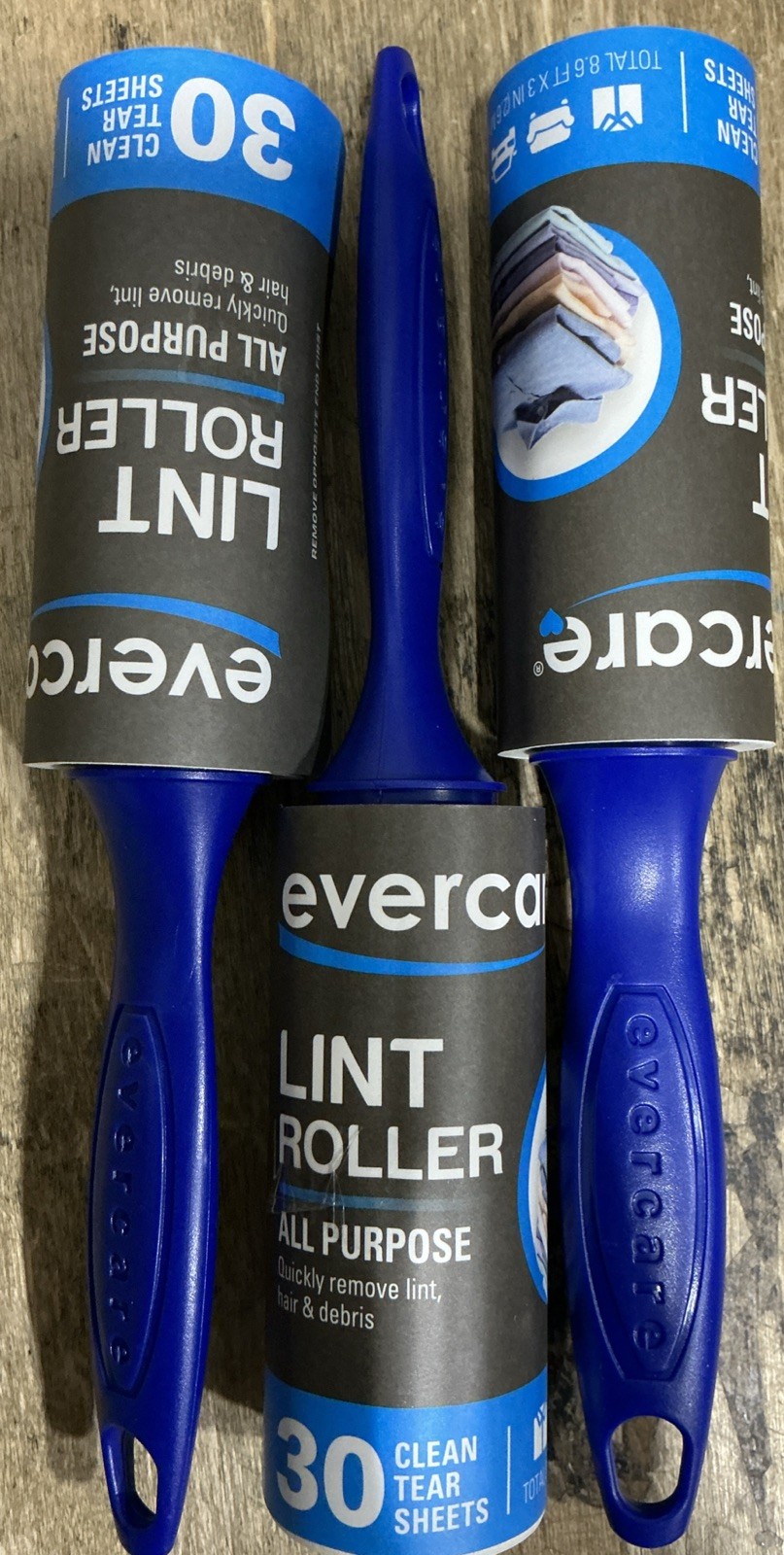 3 X Evercare Compact Travel Size 30-Sheet Lint Roller Remover