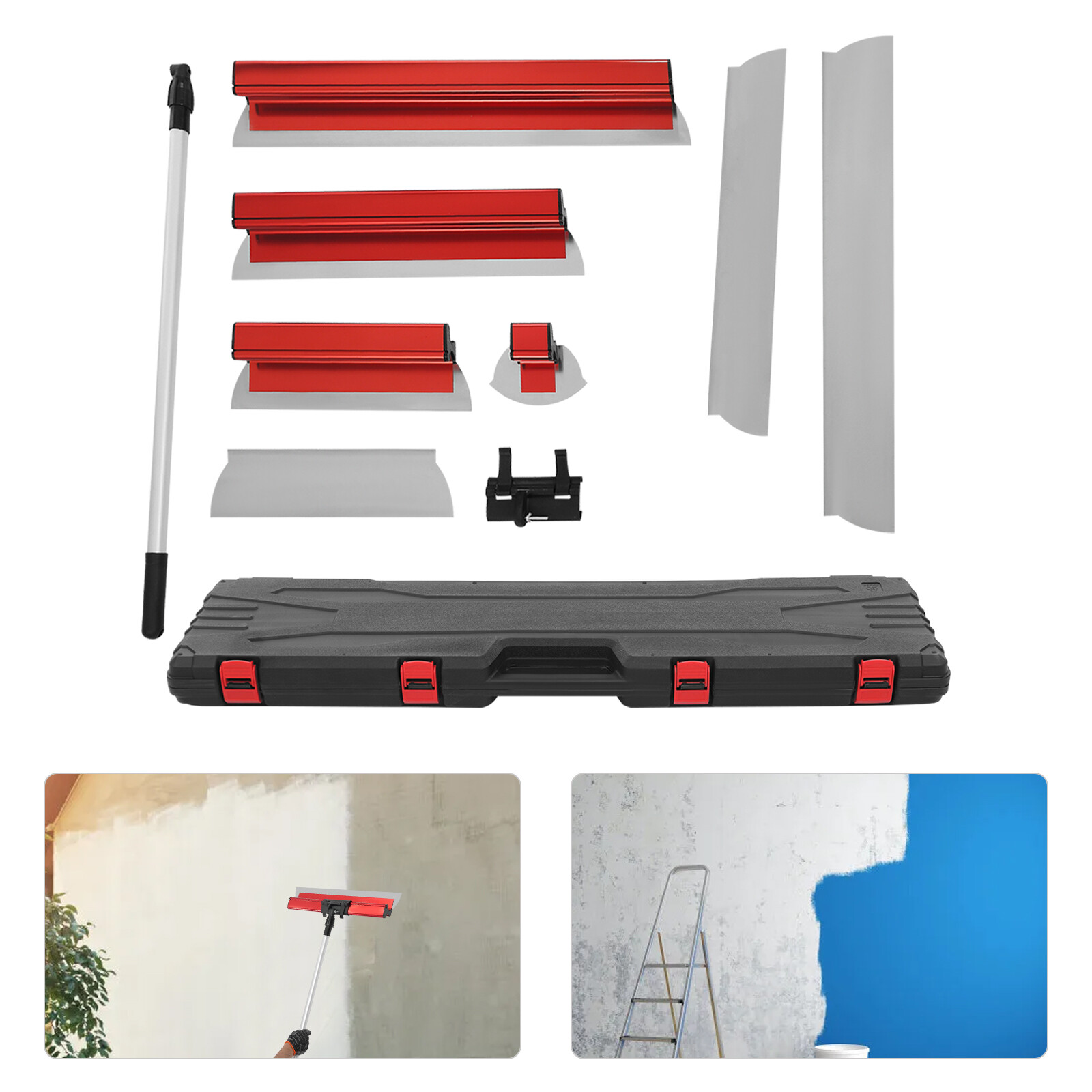 Drywall Composite Skimming Blade Set Knife Combo w/Extension Handle 34-61in
