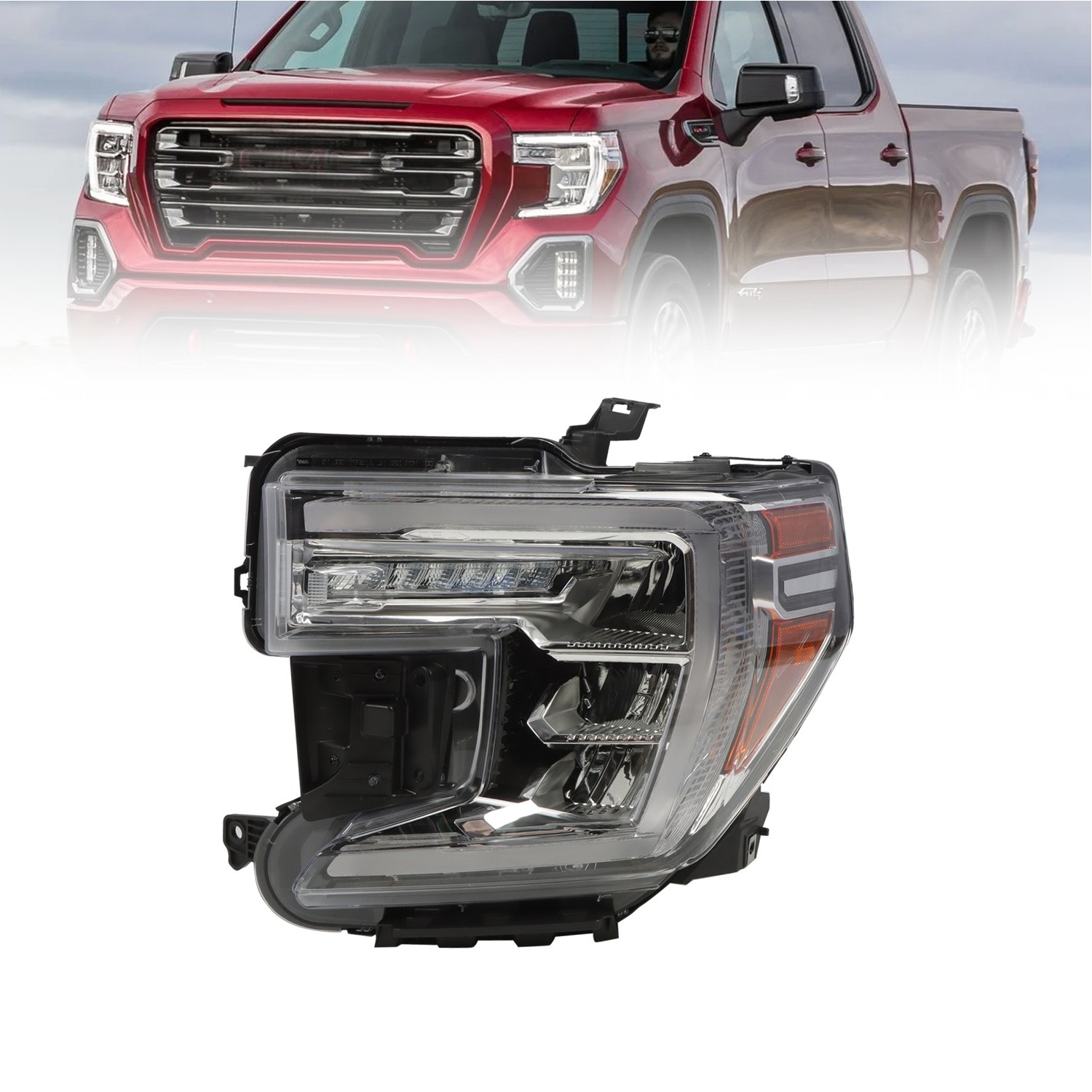 Headlight Left Driver Side 2019-22 GMC Sierra 1500 w/ LED Turn Signal Full LED