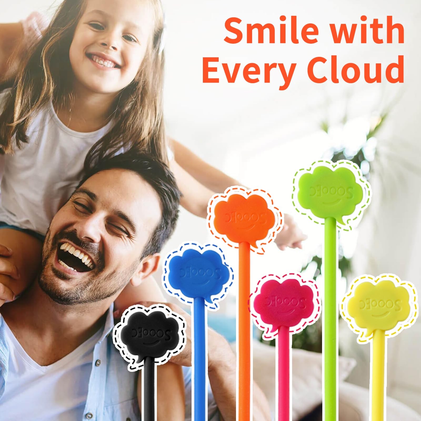 Magnetic Cable Ties, 24 Pack 7.2" Magnetic Cord Organizer Cute Cloud Design Ties